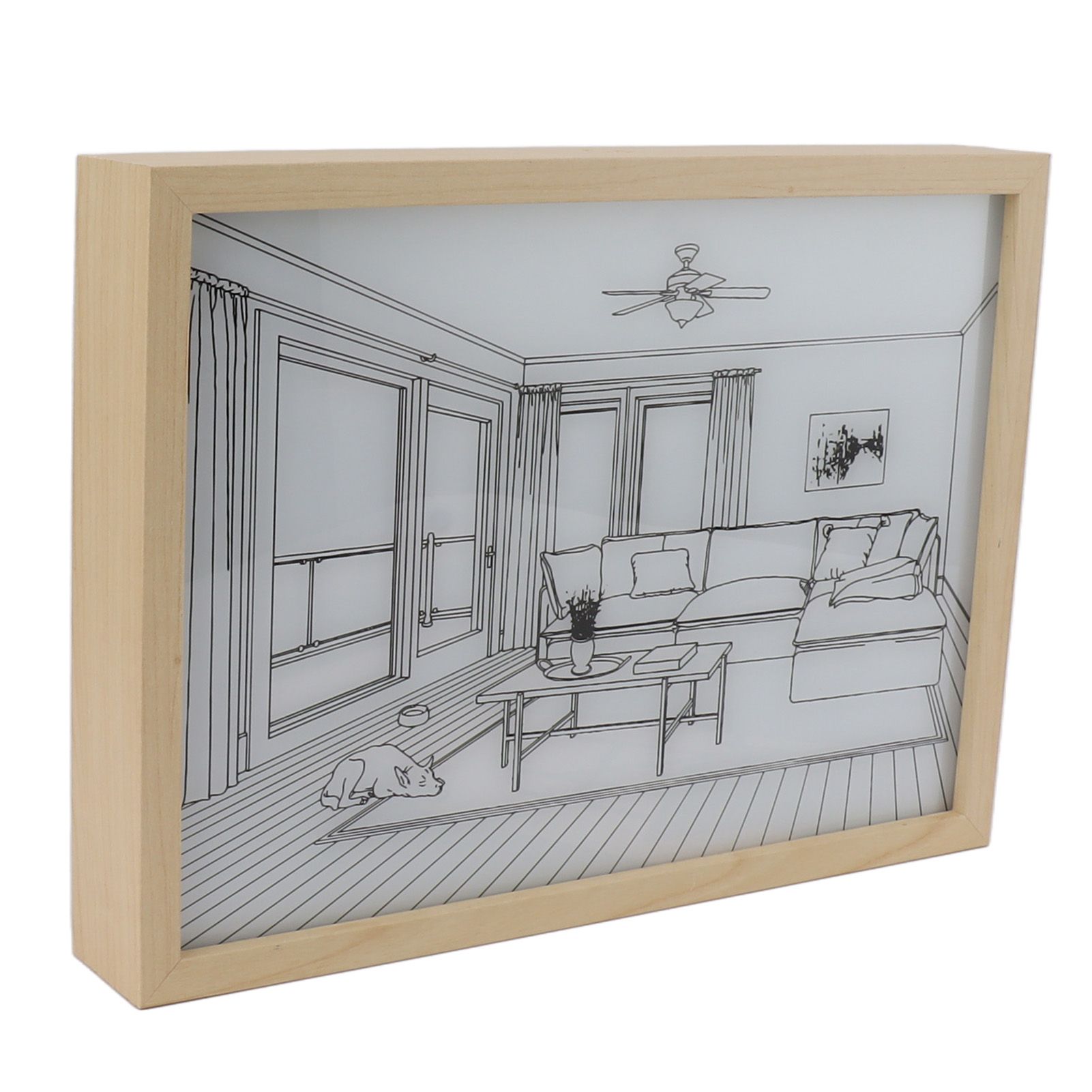 LED Illuminated Wall Art Lighted Decor Light Shadow Photo Frame Painting 3 Colours Dimmable for Bedroom Living Room L Model 1 - Image 6