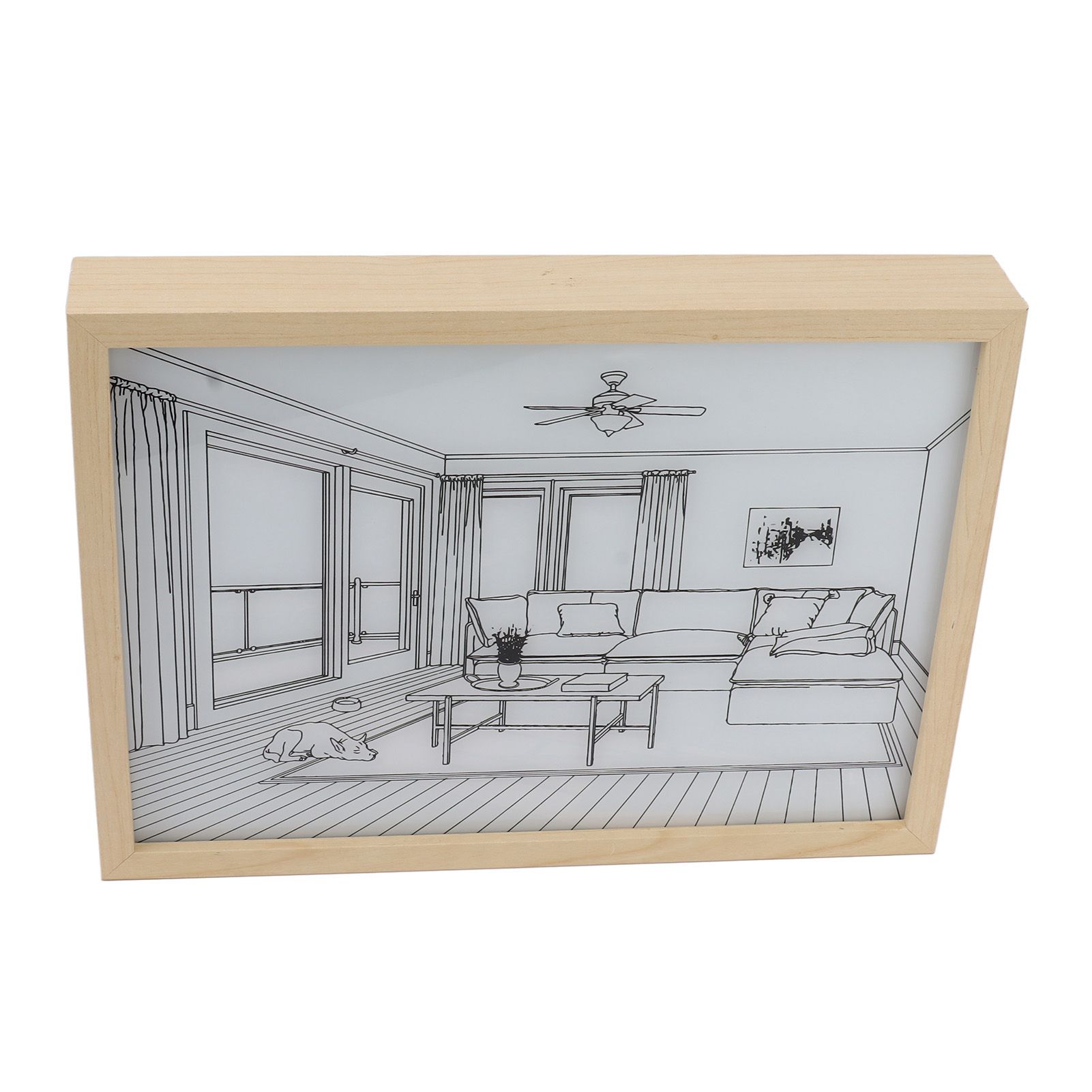 LED Illuminated Wall Art Lighted Decor Light Shadow Photo Frame Painting 3 Colours Dimmable for Bedroom Living Room L Model 1 - Image 7