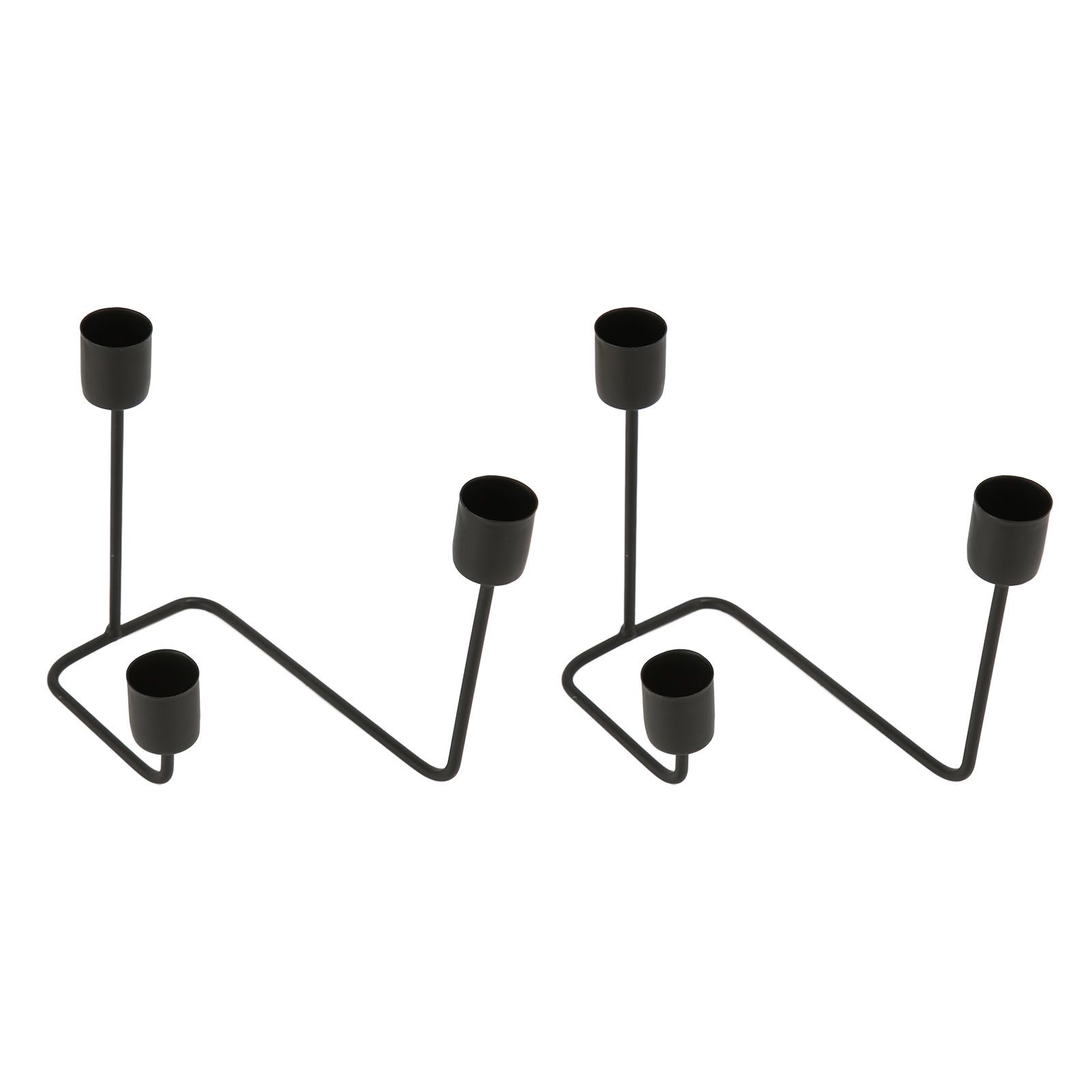 2 Pcs 3 Arm Candle Holder Black Simple Modern Candlestick Holder Decorative Candelabra for Wedding Party - Image 2
