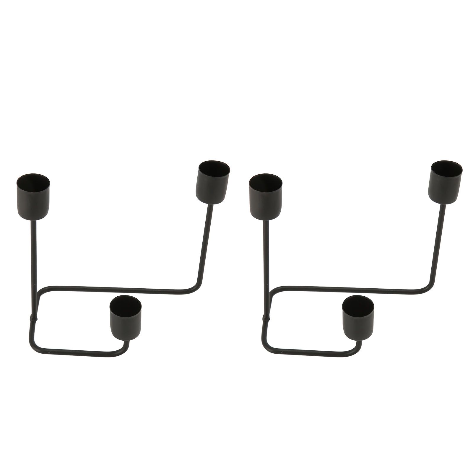 2 Pcs 3 Arm Candle Holder Black Simple Modern Candlestick Holder Decorative Candelabra for Wedding Party - Image 3