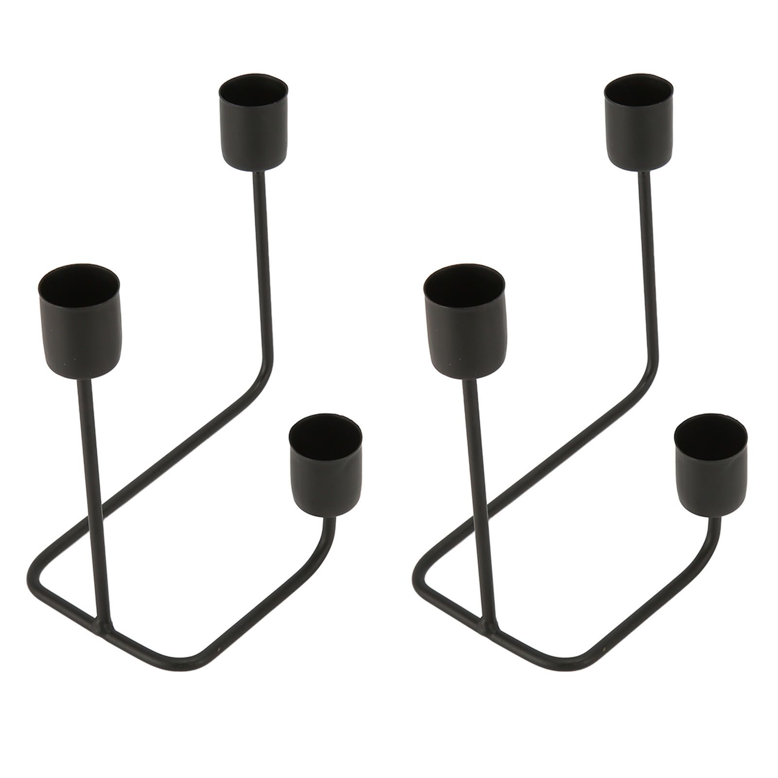 2 Pcs 3 Arm Candle Holder Black Simple Modern Candlestick Holder Decorative Candelabra for Wedding Party - Image 4