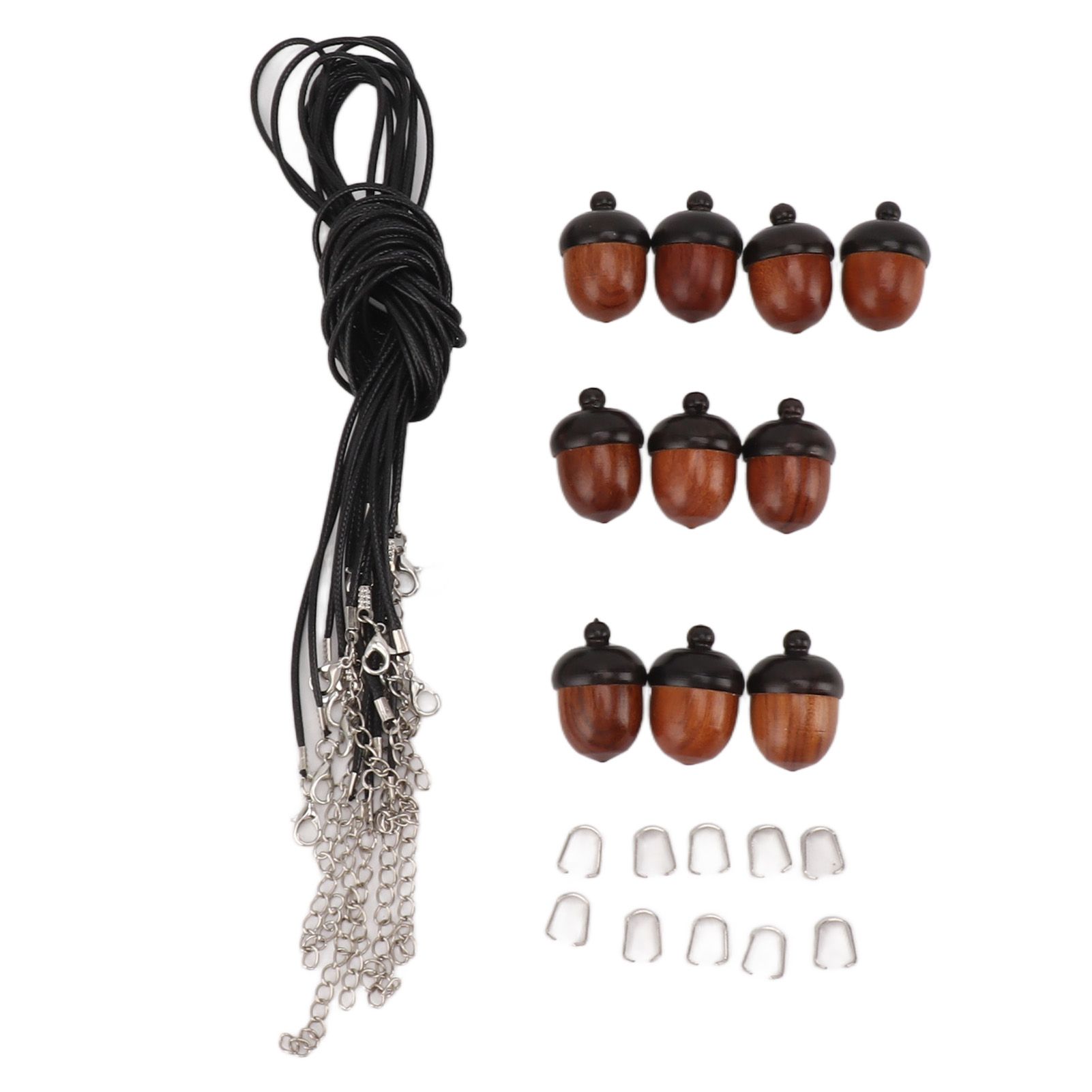 10PCS Wooden Nut Acorn Pendant Necklace Acorn Box Clasp Nylon Cord Kits DIY Pendant Decorations for Women Men Daily Party - Image 1