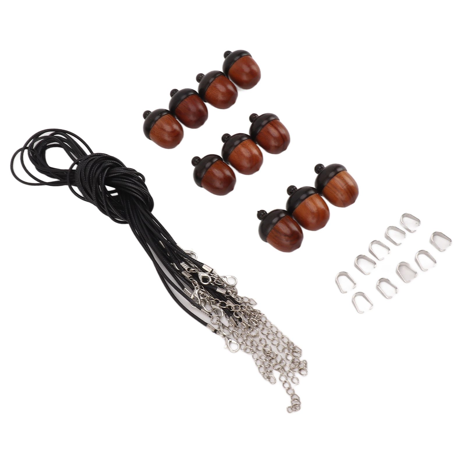 10PCS Wooden Nut Acorn Pendant Necklace Acorn Box Clasp Nylon Cord Kits DIY Pendant Decorations for Women Men Daily Party - Image 2