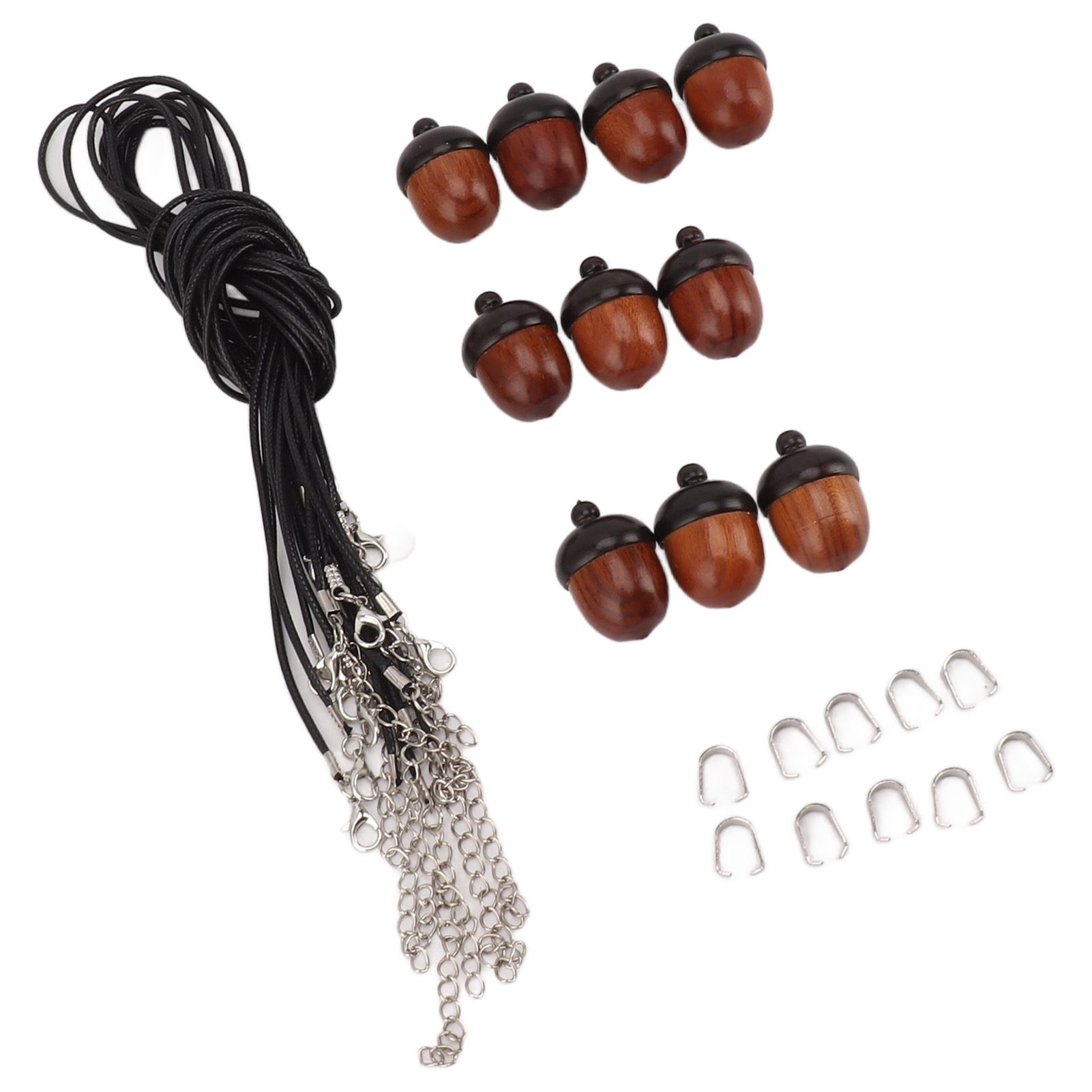 10PCS Wooden Nut Acorn Pendant Necklace Acorn Box Clasp Nylon Cord Kits DIY Pendant Decorations for Women Men Daily Party - Image 3