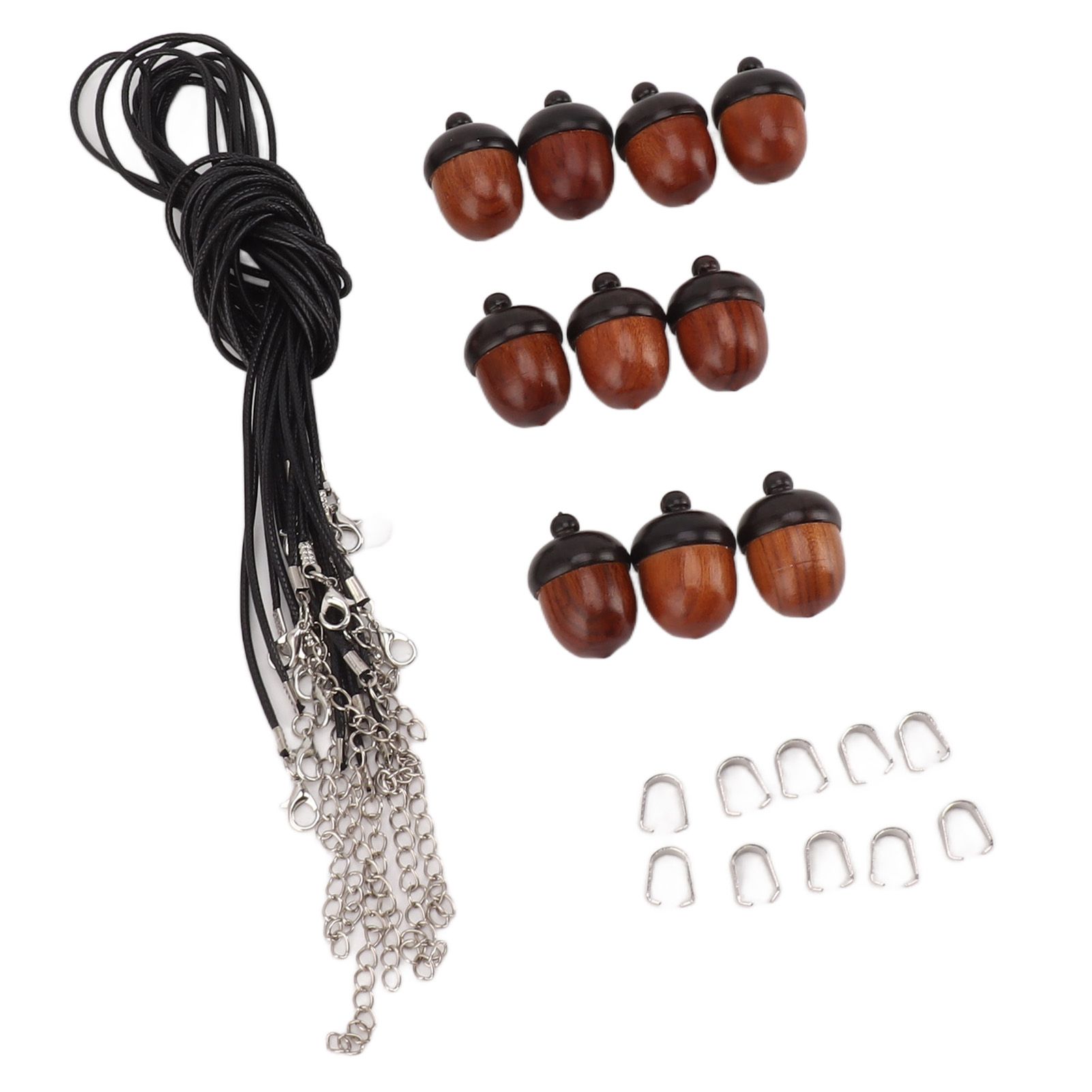 10PCS Wooden Nut Acorn Pendant Necklace Acorn Box Clasp Nylon Cord Kits DIY Pendant Decorations for Women Men Daily Party - Image 4
