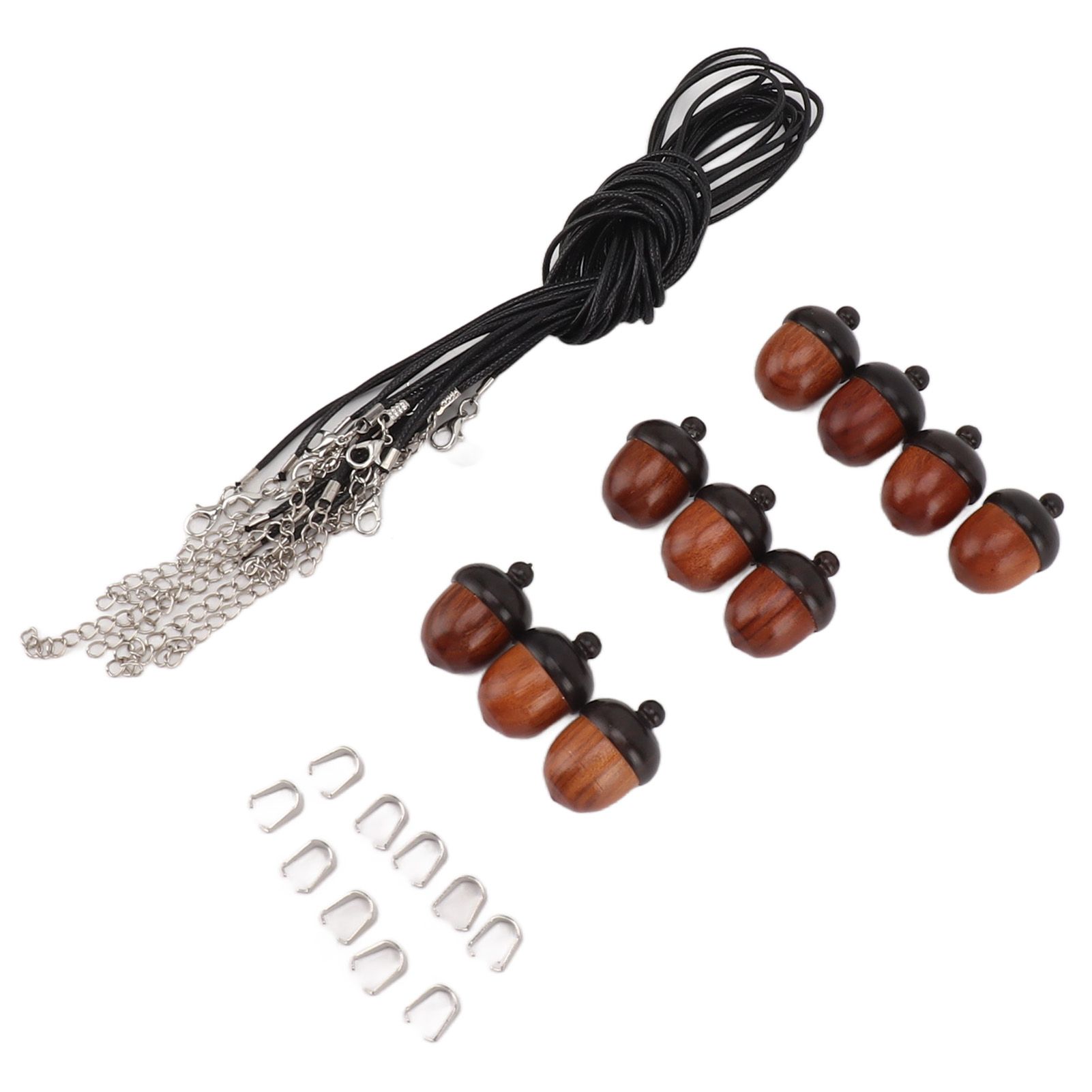 10PCS Wooden Nut Acorn Pendant Necklace Acorn Box Clasp Nylon Cord Kits DIY Pendant Decorations for Women Men Daily Party - Image 5
