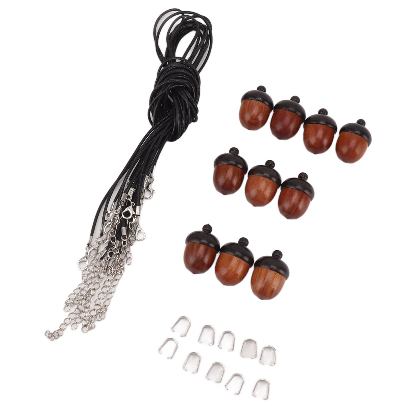 10PCS Wooden Nut Acorn Pendant Necklace Acorn Box Clasp Nylon Cord Kits DIY Pendant Decorations for Women Men Daily Party - Image 6