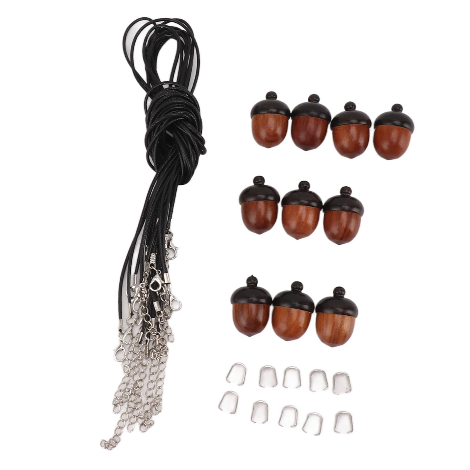 10PCS Wooden Nut Acorn Pendant Necklace Acorn Box Clasp Nylon Cord Kits DIY Pendant Decorations for Women Men Daily Party - Image 7