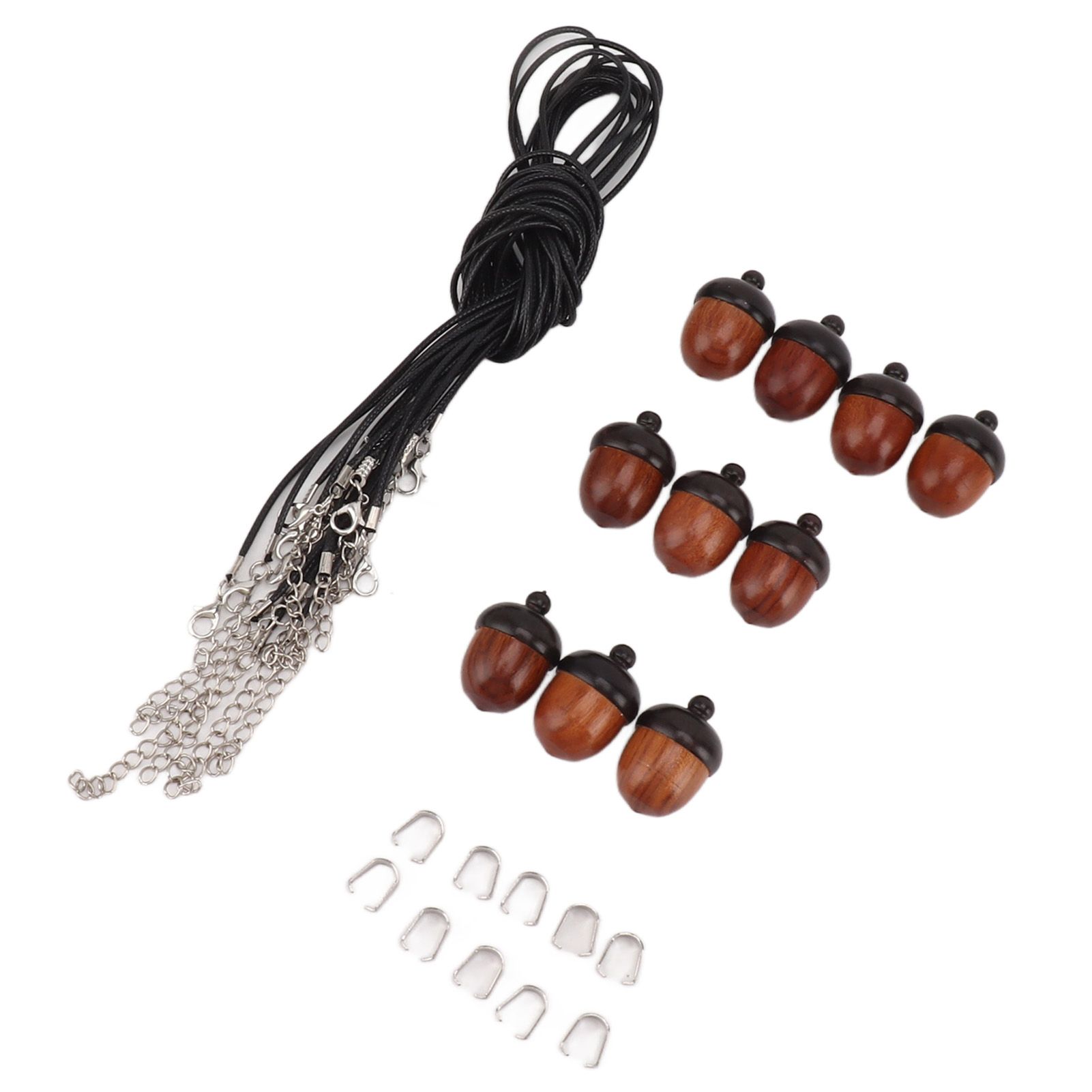10PCS Wooden Nut Acorn Pendant Necklace Acorn Box Clasp Nylon Cord Kits DIY Pendant Decorations for Women Men Daily Party - Image 8