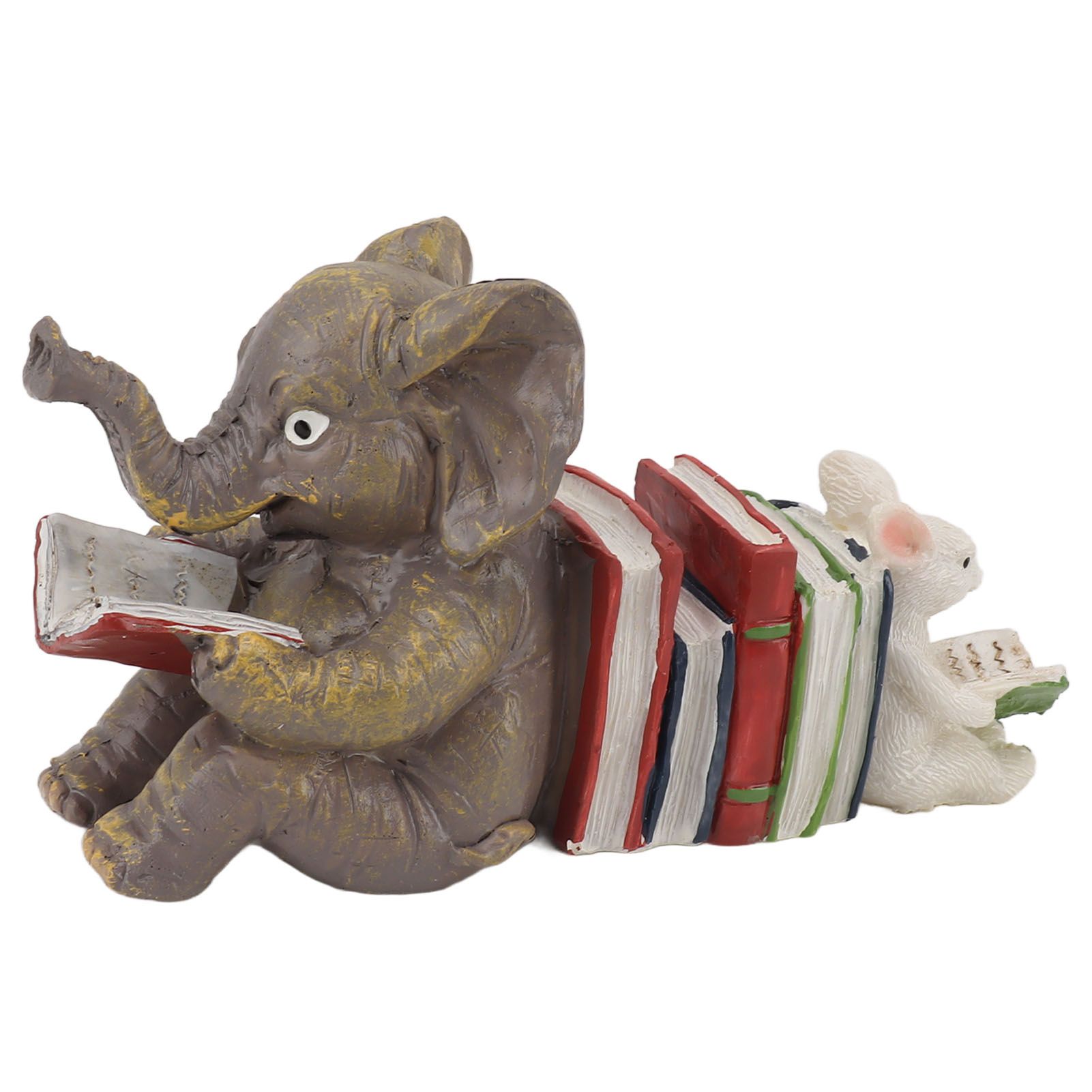 Figurine Statue Ornament Elephant Bunny Reading Resin Long Lasting Garden Sculpture Decor for Desk Outdoor Yard Office - Image 1