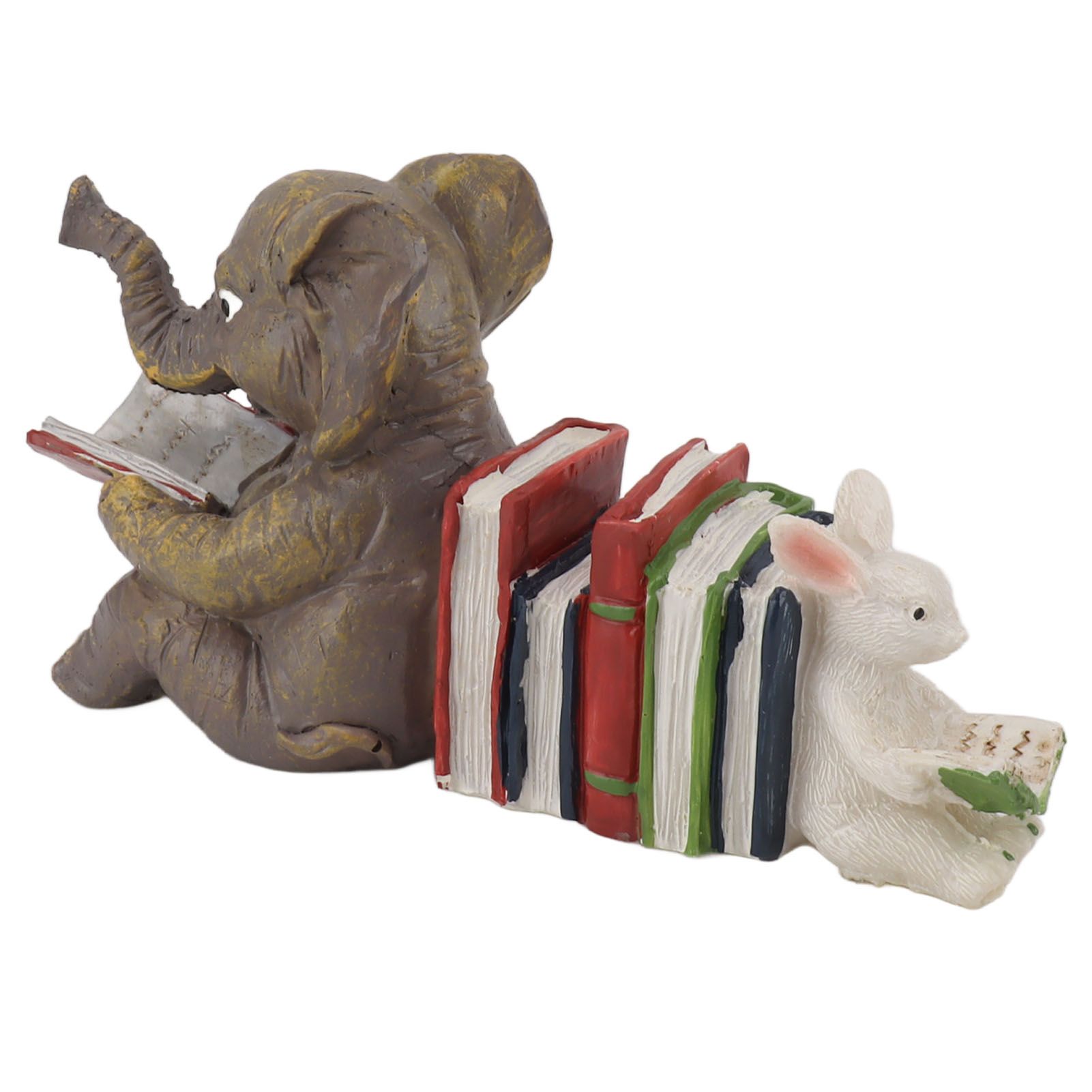 Figurine Statue Ornament Elephant Bunny Reading Resin Long Lasting Garden Sculpture Decor for Desk Outdoor Yard Office - Image 2