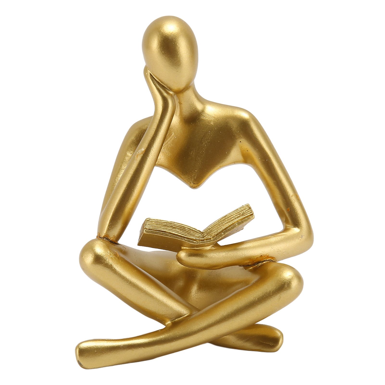 Thinker Reading Statue Resin Sitting Figure Abstract Art Ornament for Living Room Cabinet Decoration Gold - Image 1