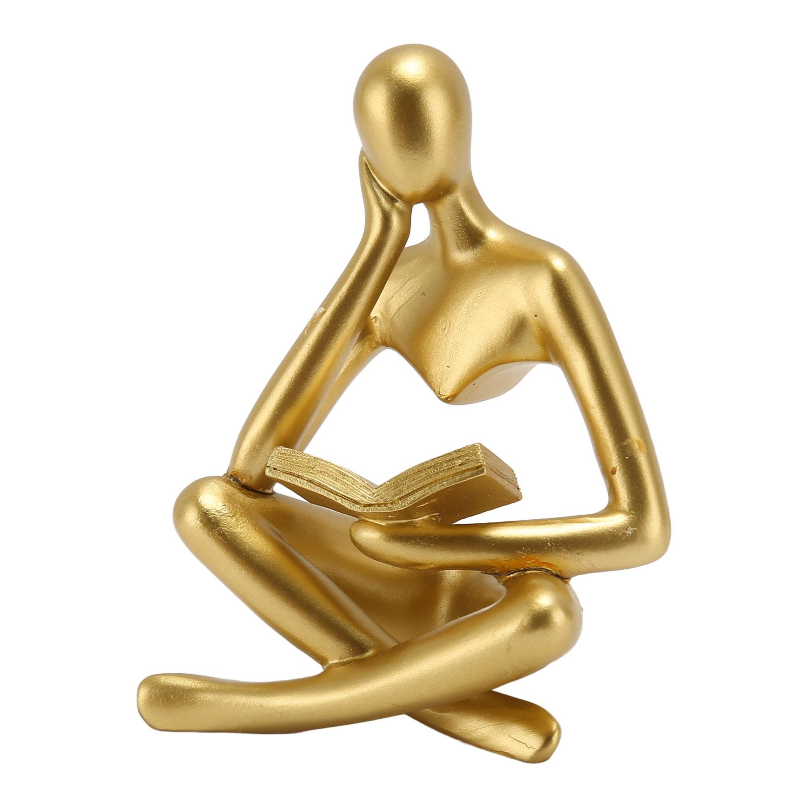 Thinker Reading Statue Resin Sitting Figure Abstract Art Ornament for Living Room Cabinet Decoration Gold - Image 2