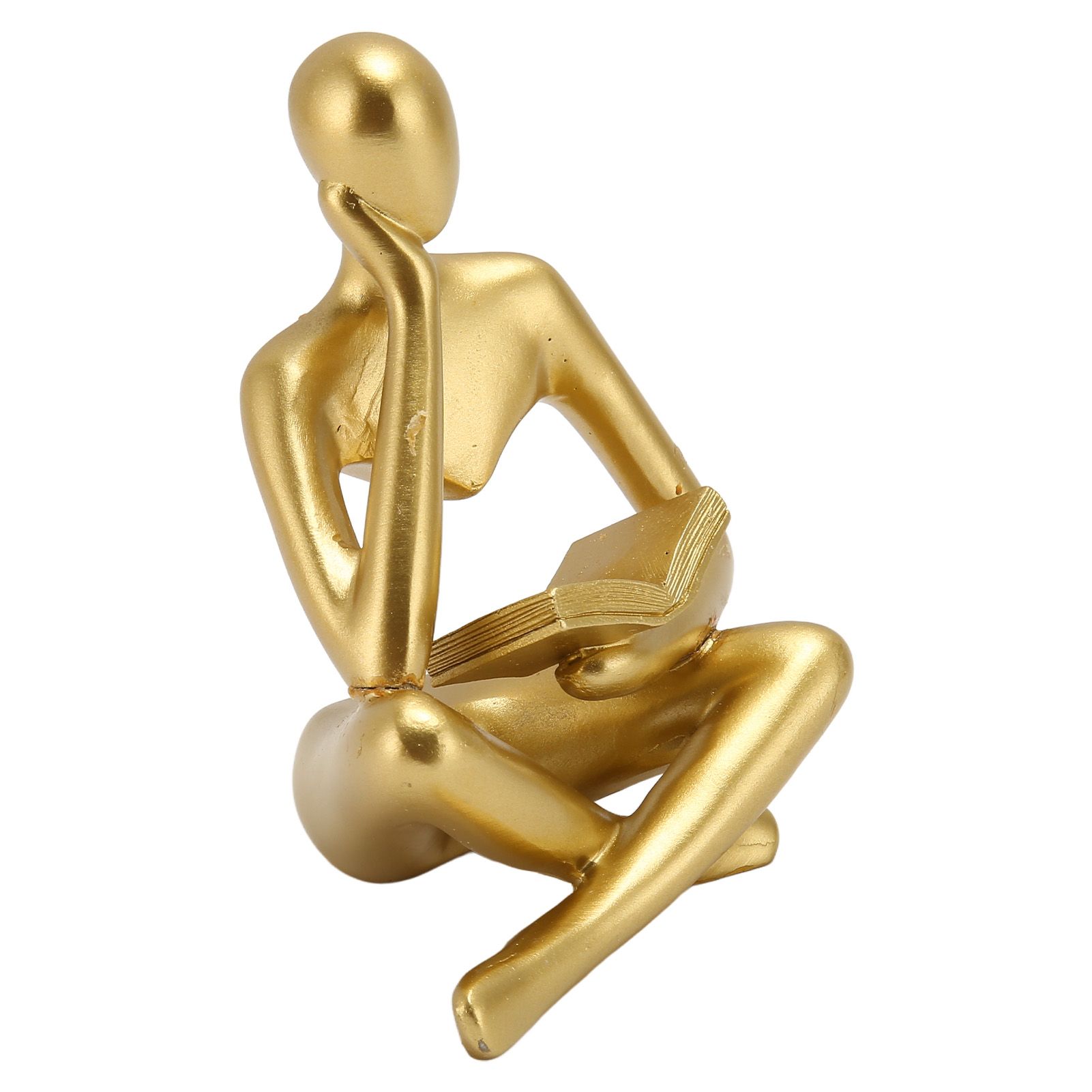 Thinker Reading Statue Resin Sitting Figure Abstract Art Ornament for Living Room Cabinet Decoration Gold - Image 3
