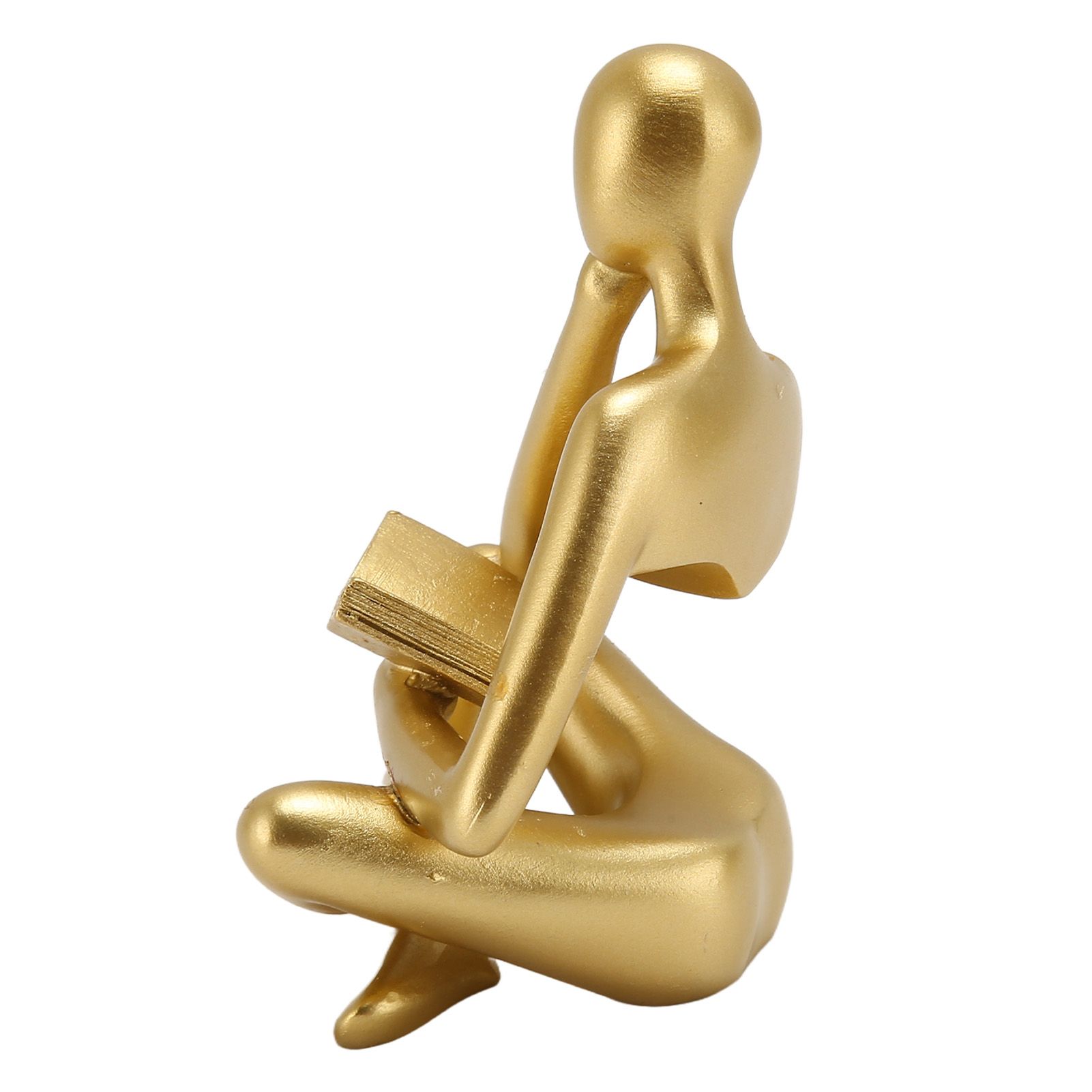 Thinker Reading Statue Resin Sitting Figure Abstract Art Ornament for Living Room Cabinet Decoration Gold - Image 4
