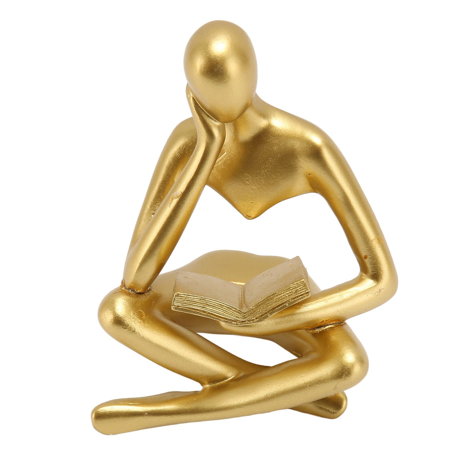 Thinker Reading Statue Resin Sitting Figure Abstract Art Ornament for Living Room Cabinet Decoration Gold - Image 5