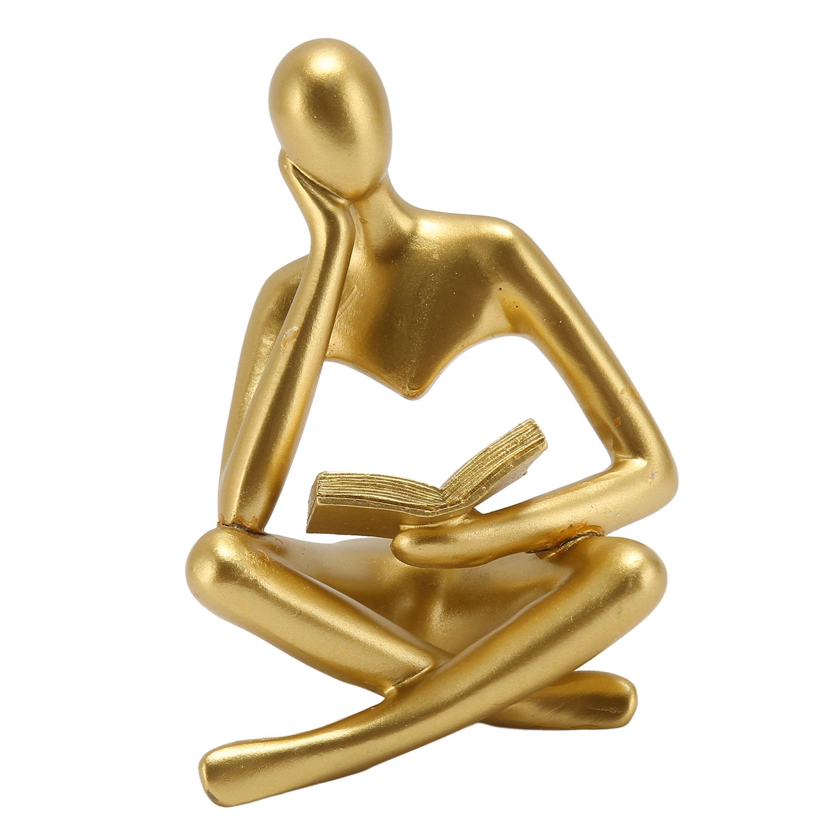 Thinker Reading Statue Resin Sitting Figure Abstract Art Ornament for Living Room Cabinet Decoration Gold - Image 6