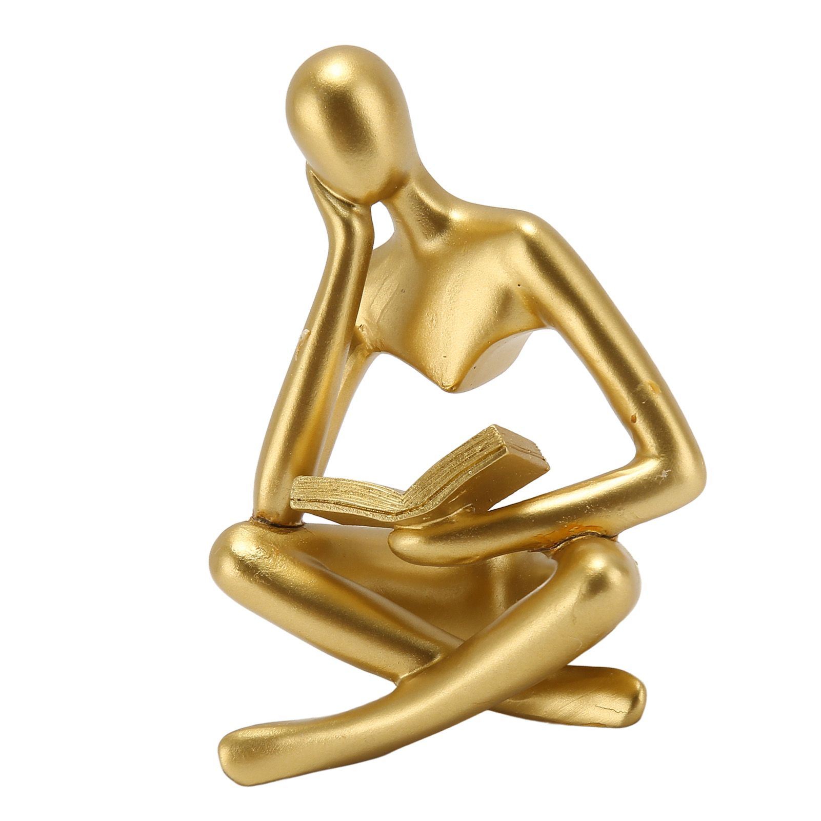 Thinker Reading Statue Resin Sitting Figure Abstract Art Ornament for Living Room Cabinet Decoration Gold - Image 8