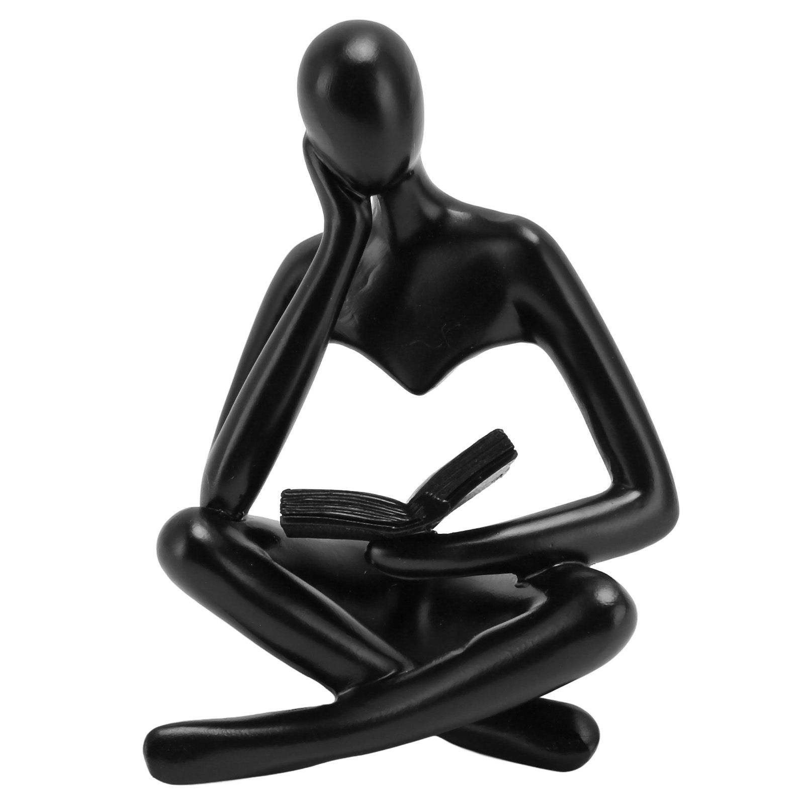 Thinker Reading Statue Resin Sitting Figure Abstract Art Ornament for Living Room Cabinet Decoration Black - Image 1
