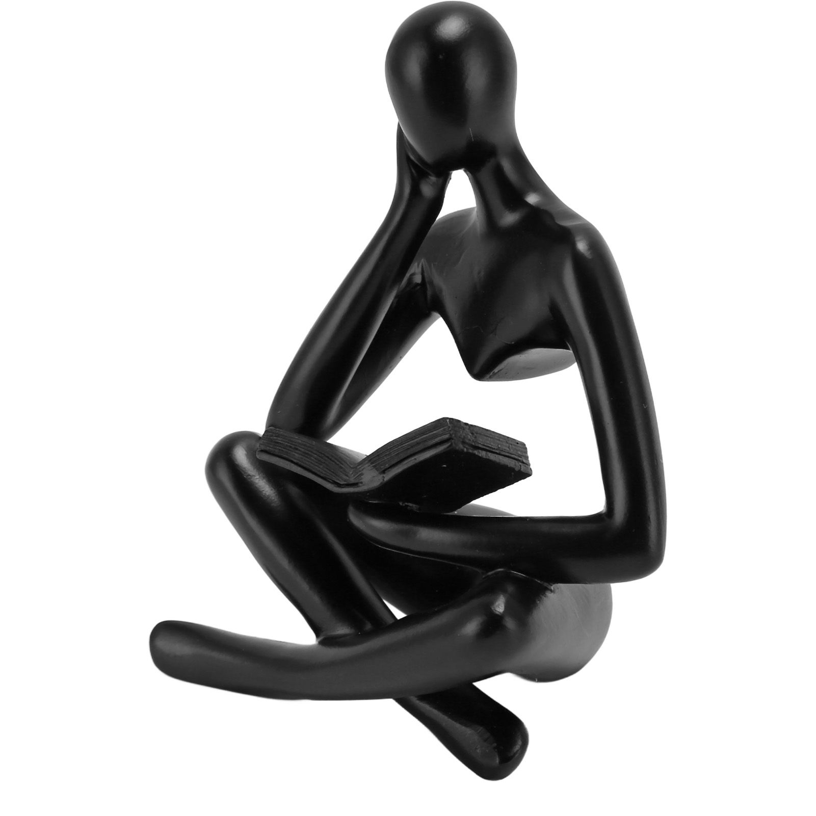 Thinker Reading Statue Resin Sitting Figure Abstract Art Ornament for Living Room Cabinet Decoration Black - Image 2
