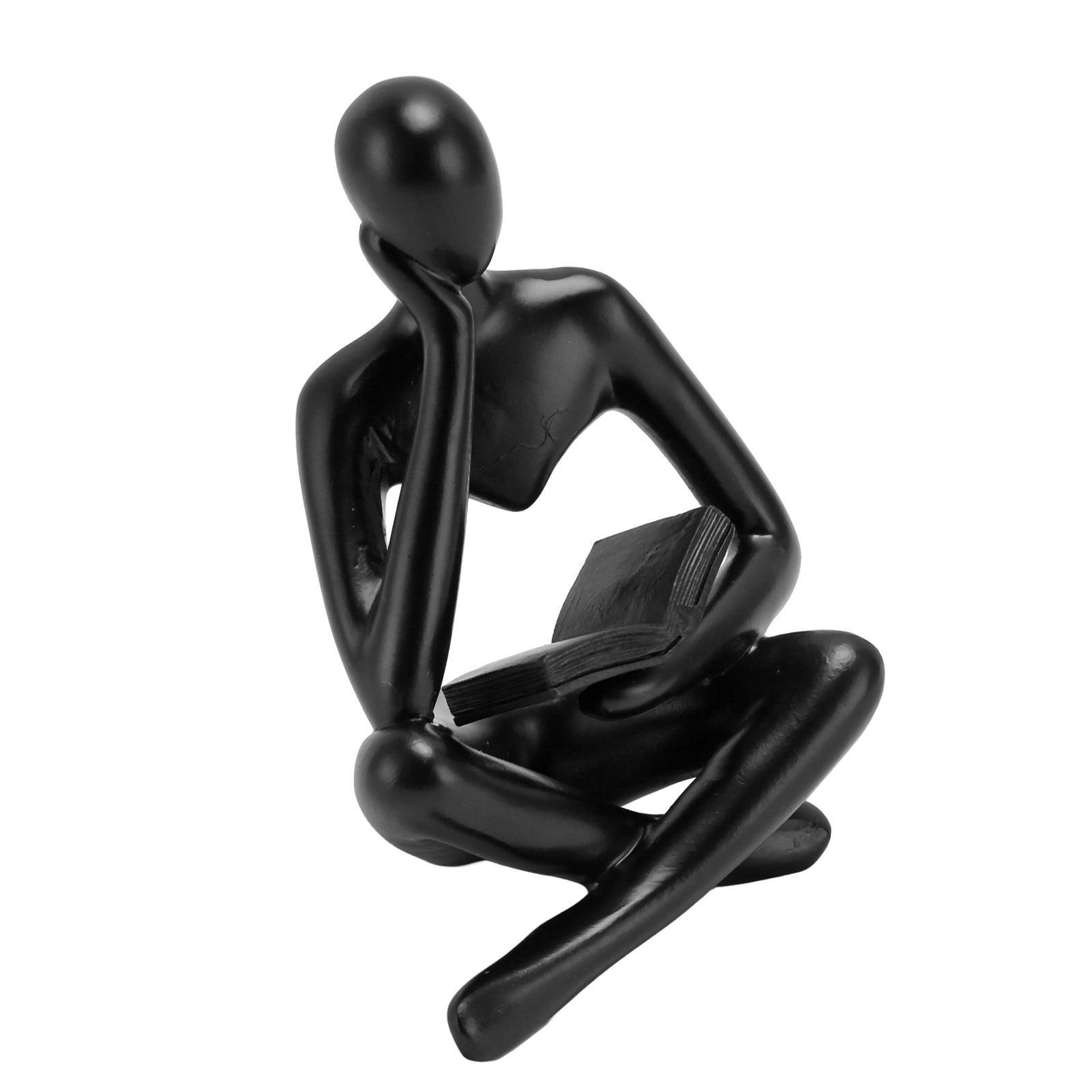 Thinker Reading Statue Resin Sitting Figure Abstract Art Ornament for Living Room Cabinet Decoration Black - Image 3