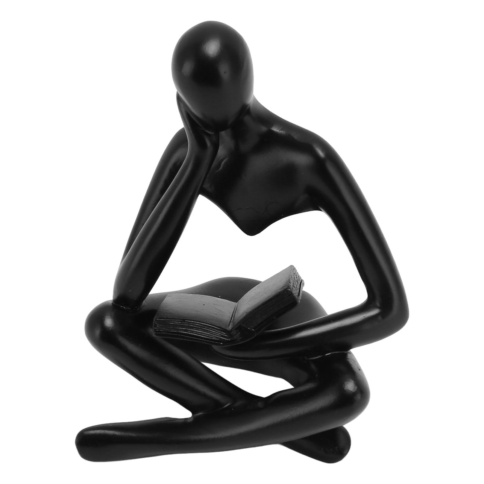 Thinker Reading Statue Resin Sitting Figure Abstract Art Ornament for Living Room Cabinet Decoration Black - Image 5