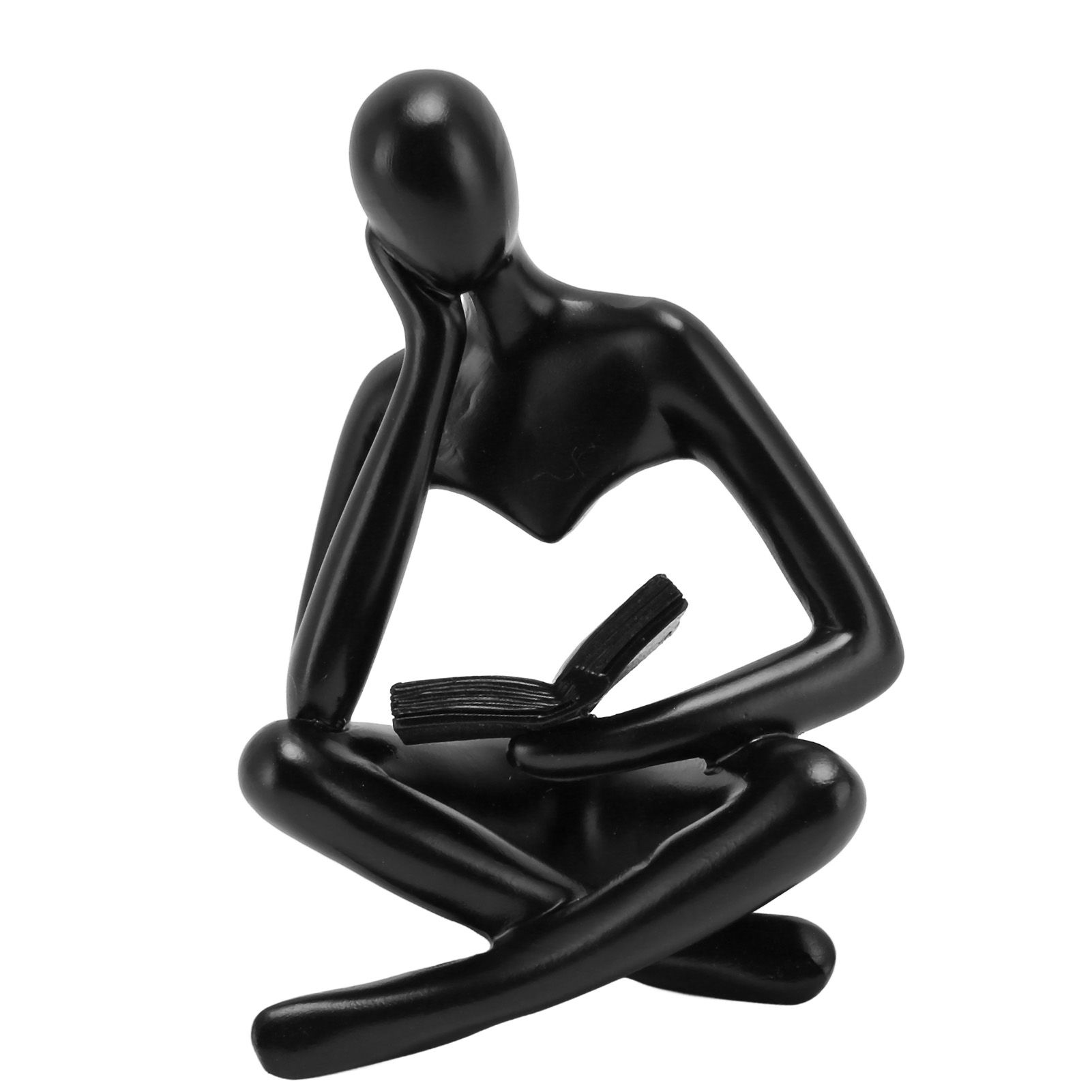 Thinker Reading Statue Resin Sitting Figure Abstract Art Ornament for Living Room Cabinet Decoration Black - Image 7