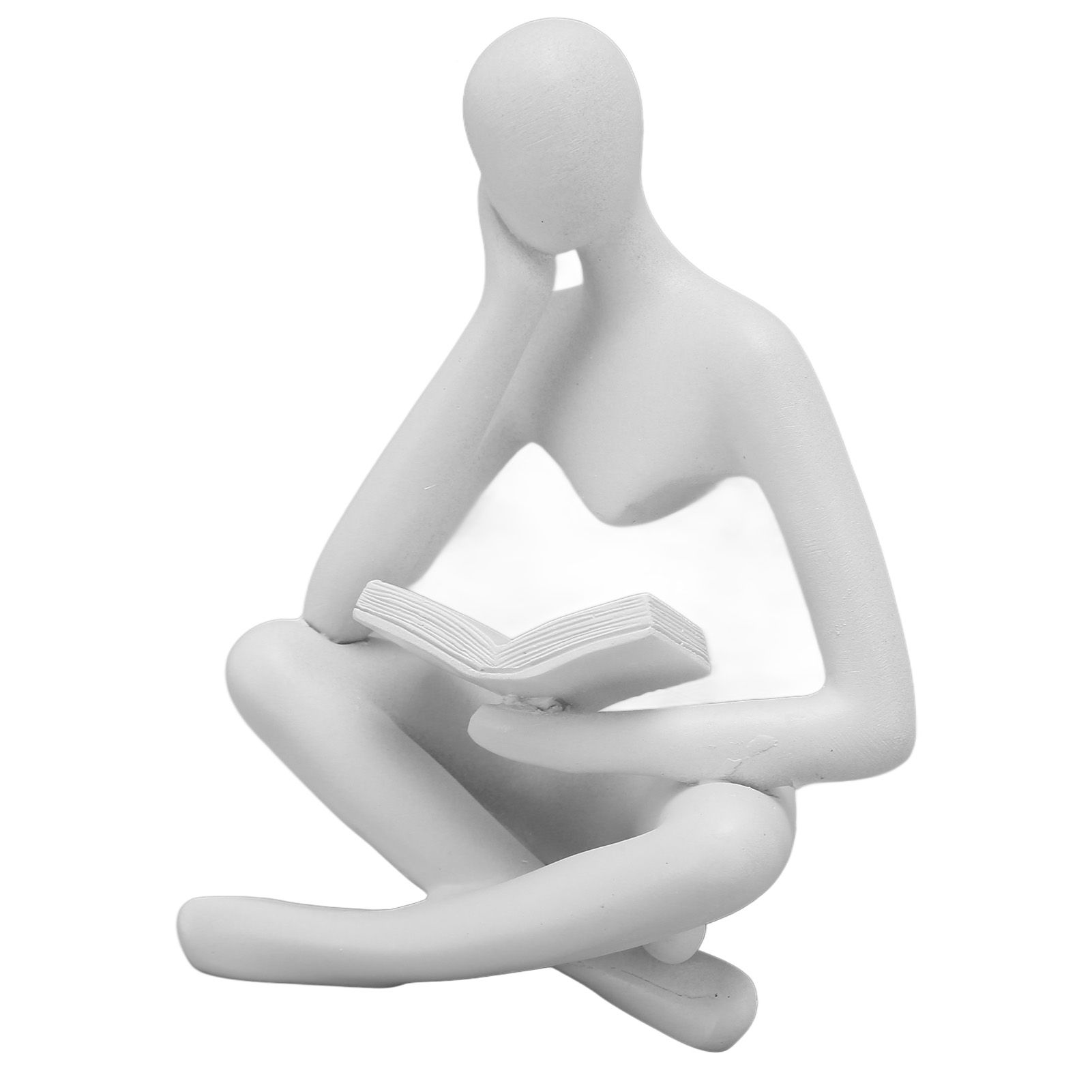 Thinker Reading Statue Resin Sitting Figure Abstract Art Ornament for Living Room Cabinet Decoration White - Image 2