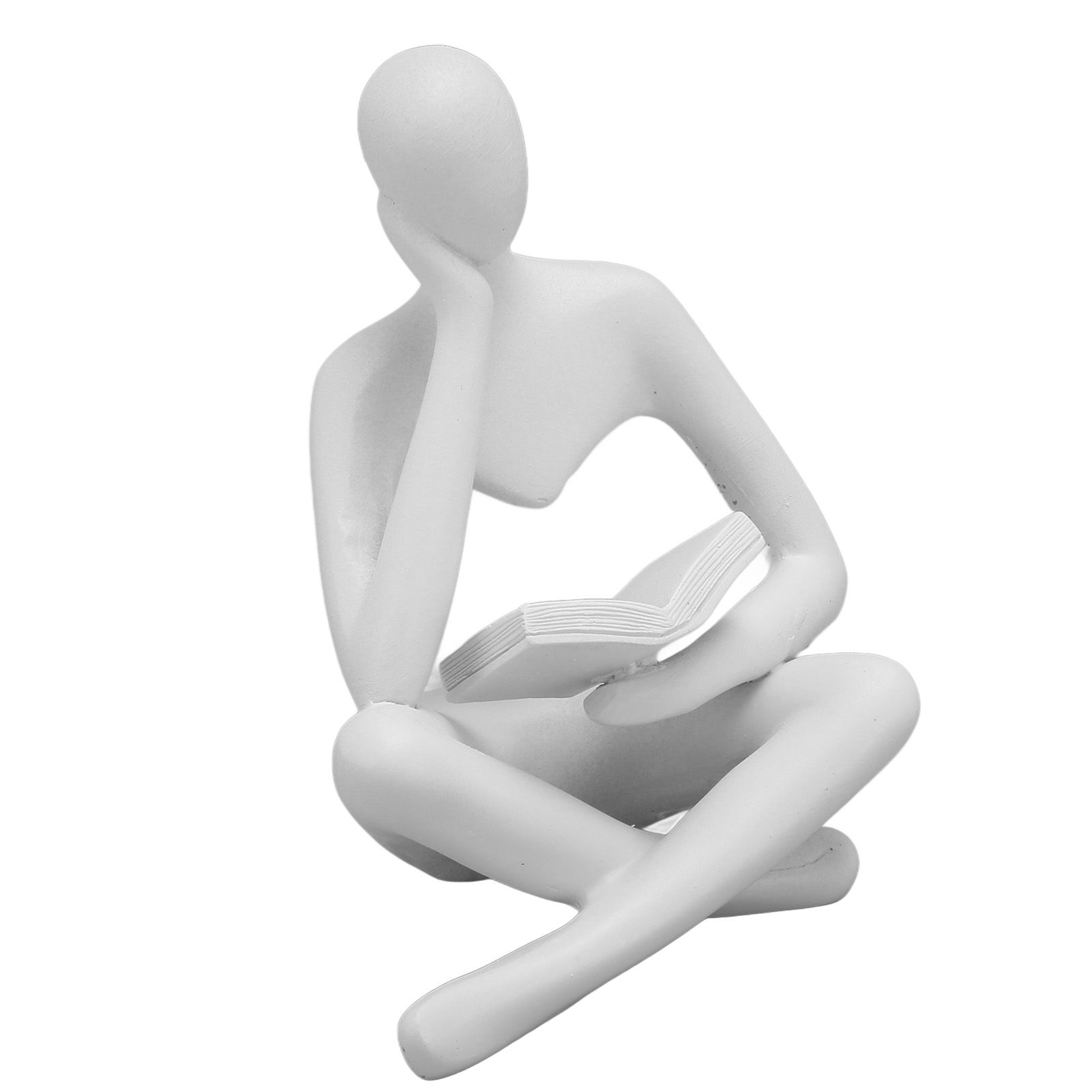 Thinker Reading Statue Resin Sitting Figure Abstract Art Ornament for Living Room Cabinet Decoration White - Image 3