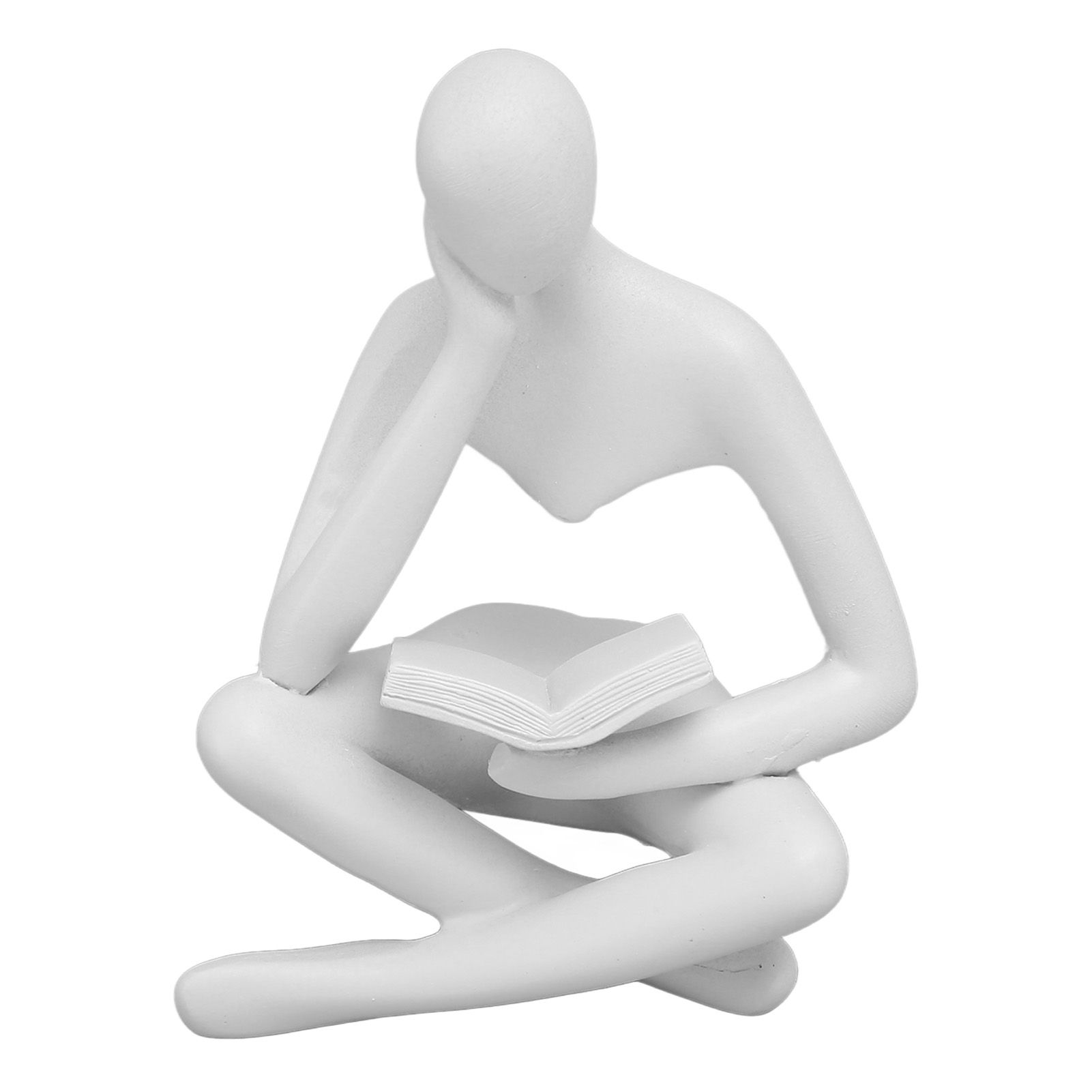 Thinker Reading Statue Resin Sitting Figure Abstract Art Ornament for Living Room Cabinet Decoration White - Image 5
