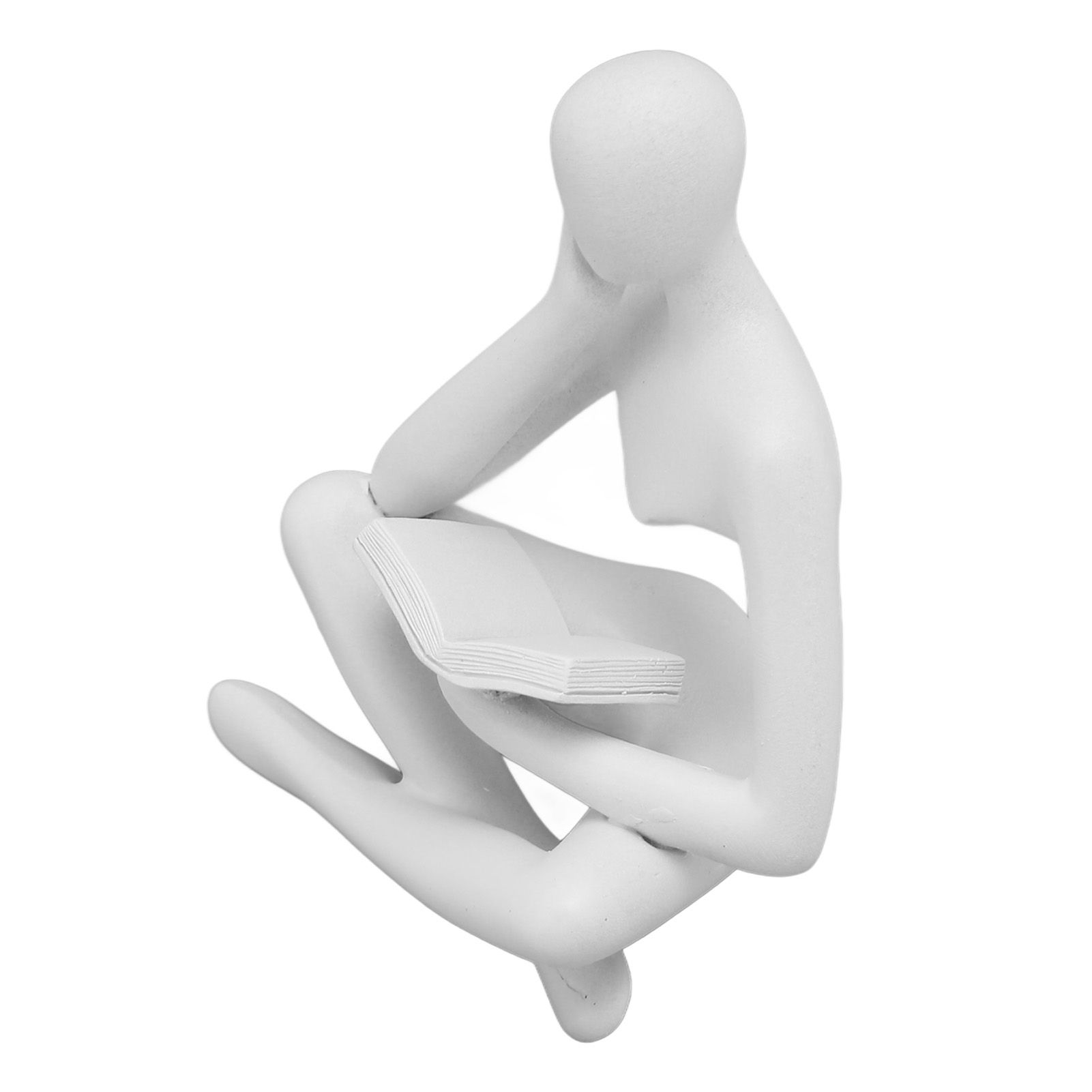 Thinker Reading Statue Resin Sitting Figure Abstract Art Ornament for Living Room Cabinet Decoration White - Image 6