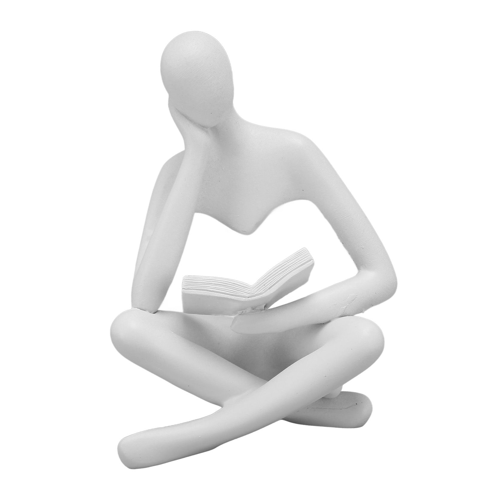 Thinker Reading Statue Resin Sitting Figure Abstract Art Ornament for Living Room Cabinet Decoration White - Image 7