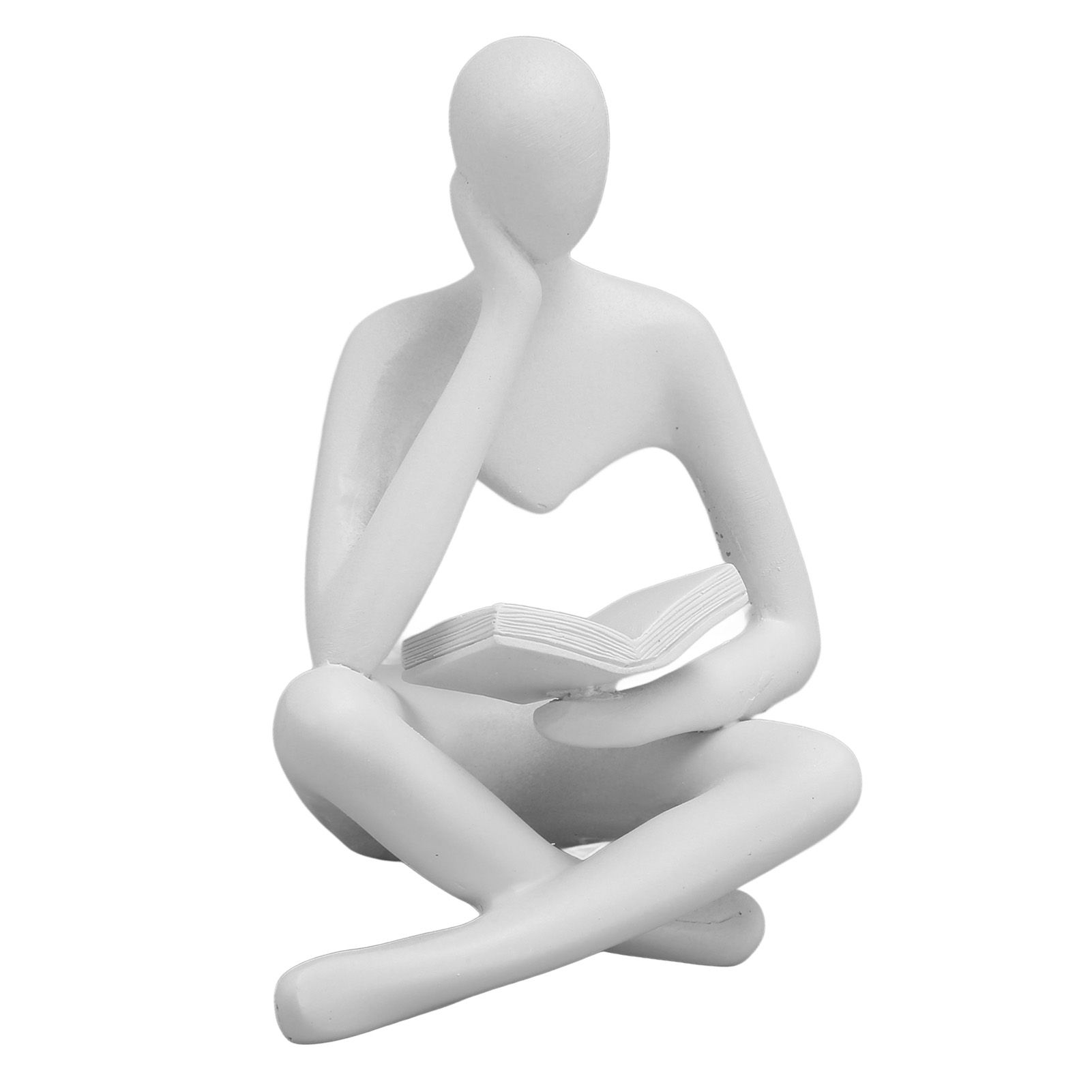 Thinker Reading Statue Resin Sitting Figure Abstract Art Ornament for Living Room Cabinet Decoration White - Image 8