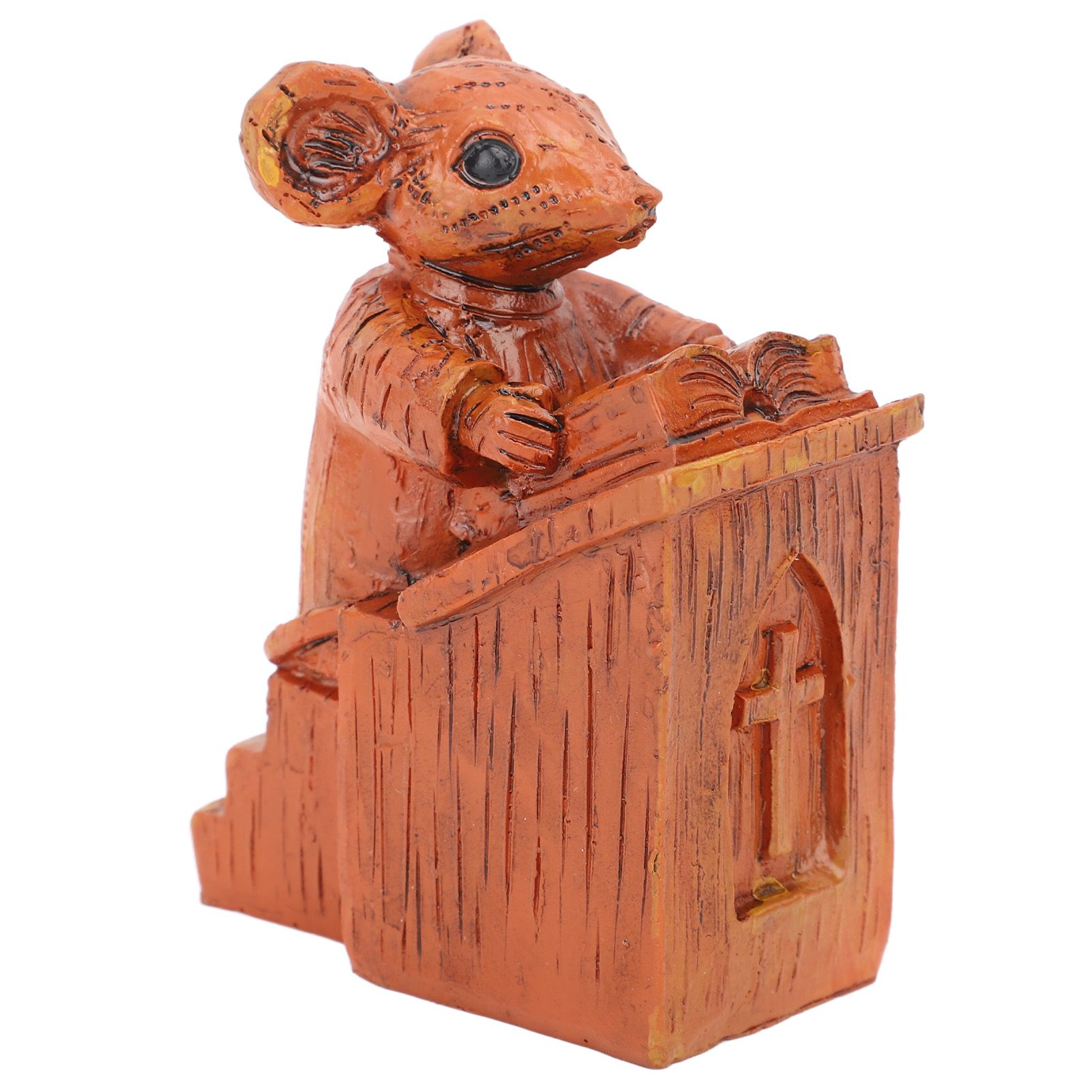 Church Mouse Statue Easy To Clean Brown Resin Church Mouse Resin Sculpture for Home - Image 1
