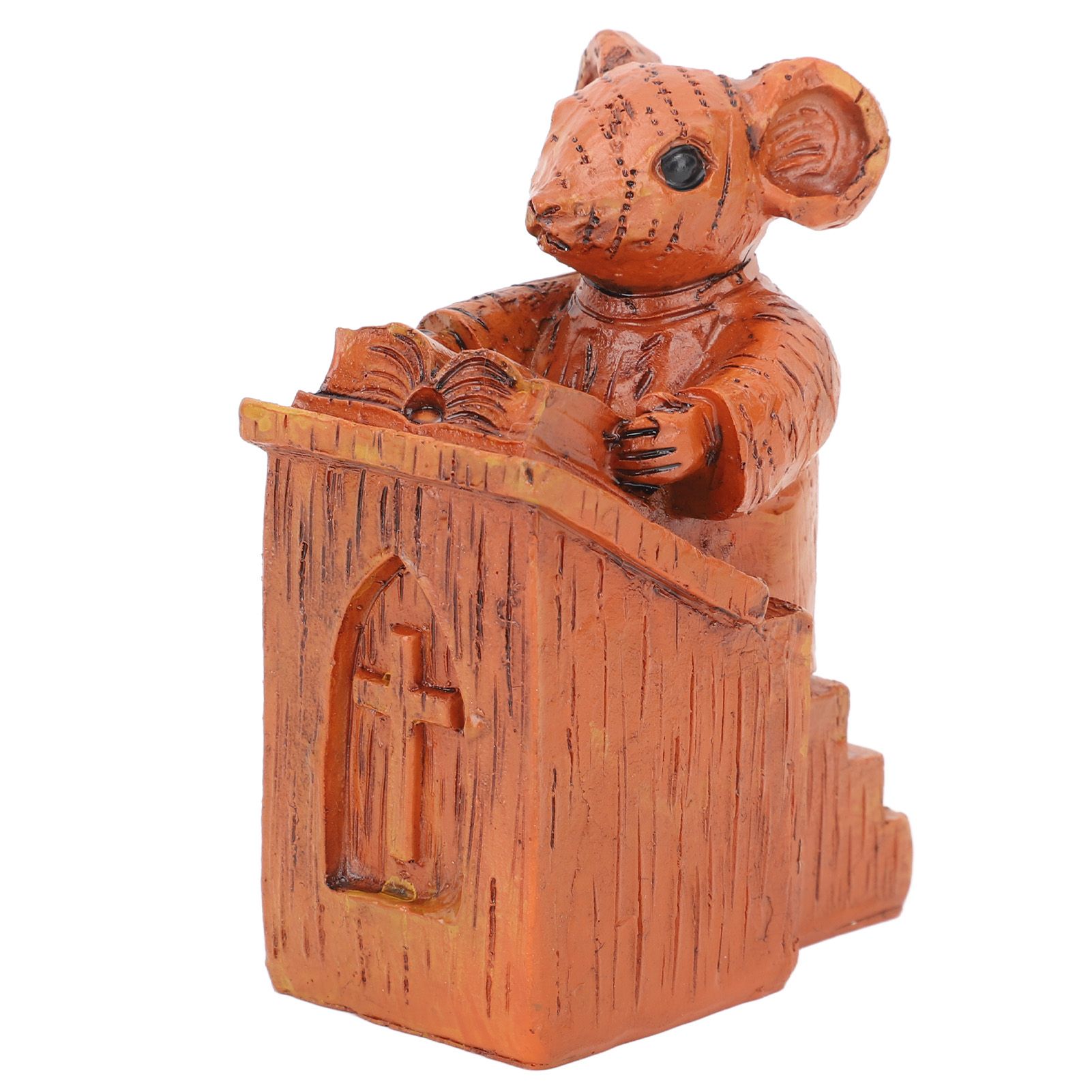Church Mouse Statue Easy To Clean Brown Resin Church Mouse Resin Sculpture for Home - Image 5