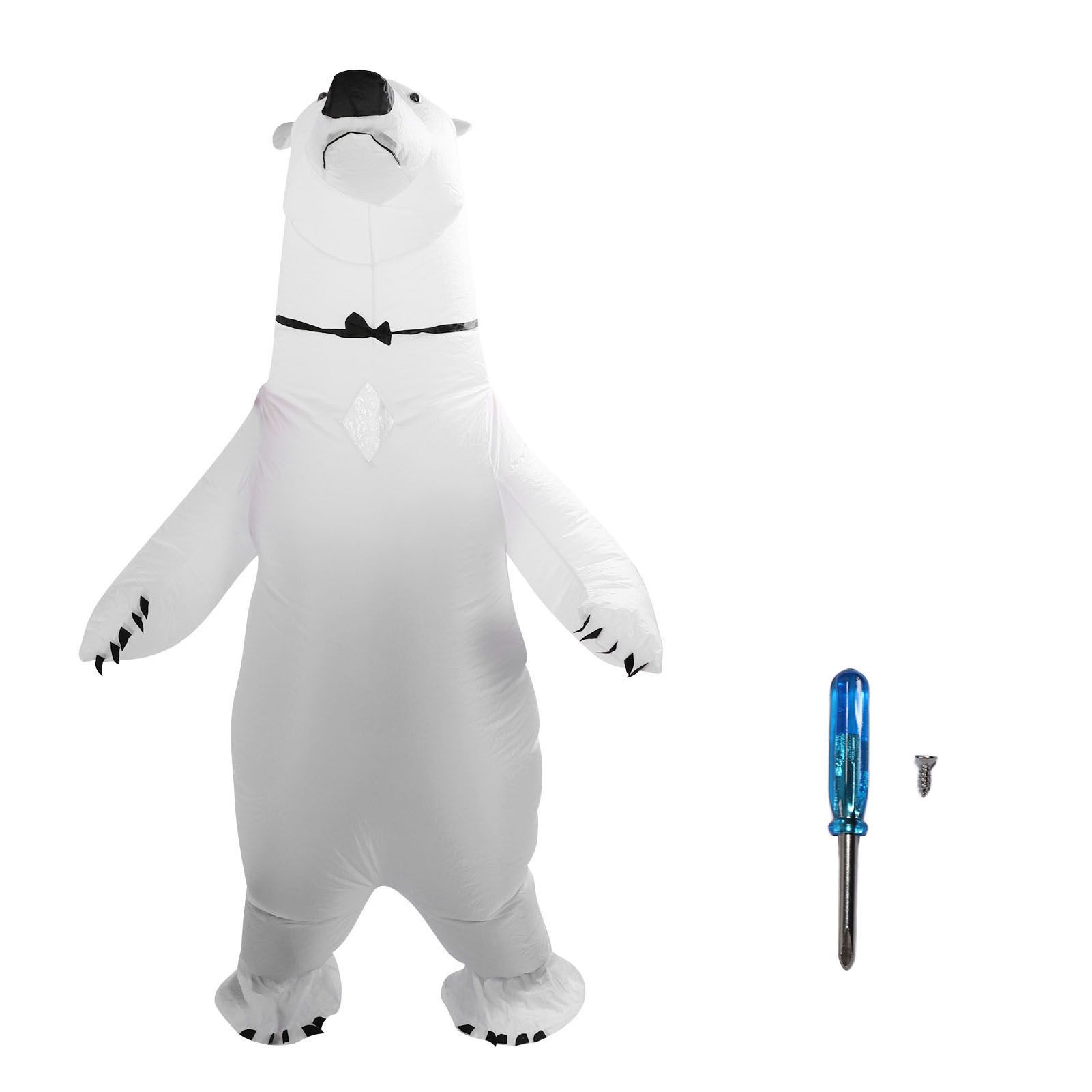 Inflatable Polar Bear Costume Reinforced Stitching Lightweight Reusable Waterproof Blow Up Animal Costumes for Halloween Cosplay - Image 1
