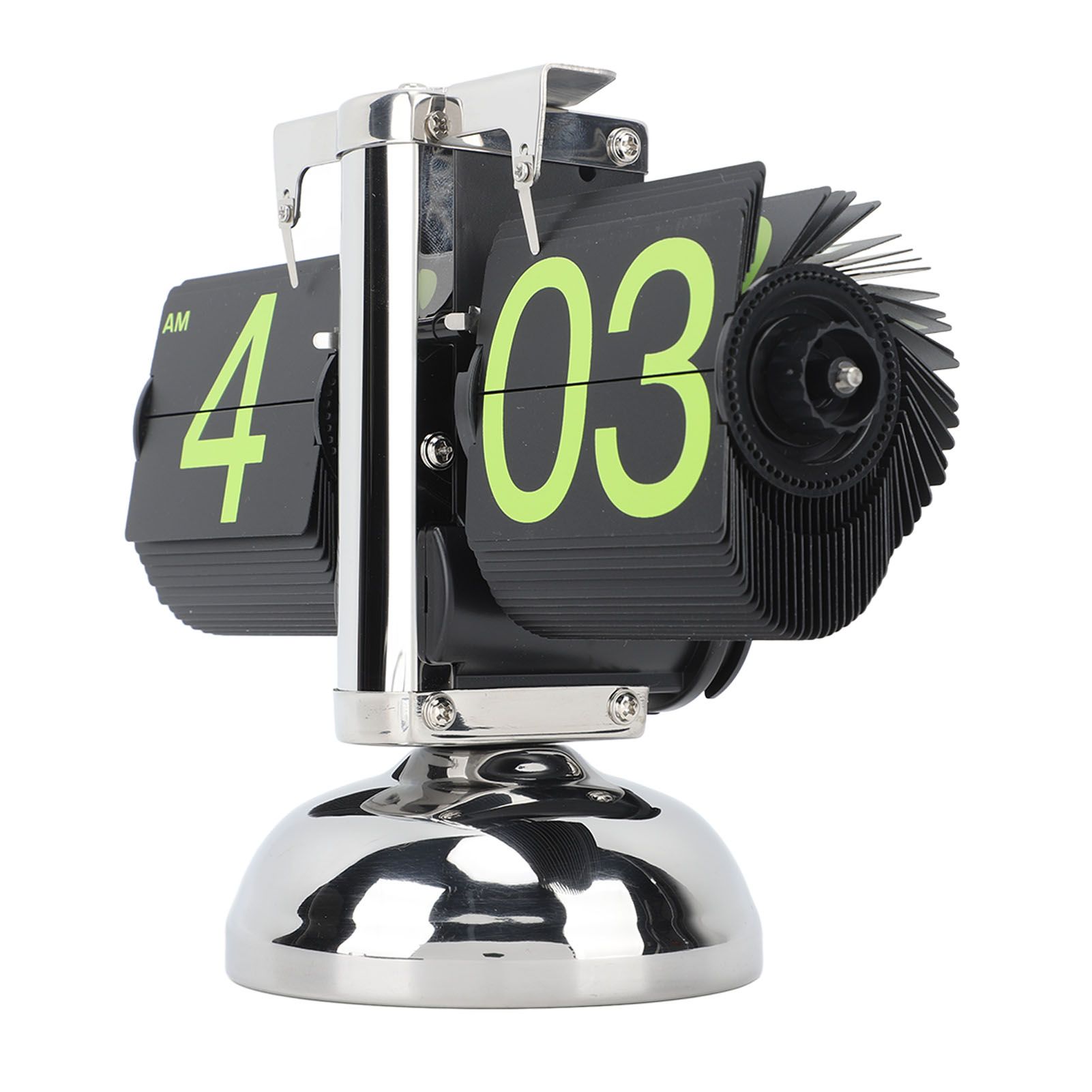 European Style Retro Digital Flip Down Clock 304 Stainless Steel Auto Mechanical Digital Flip Desk Clock for Home Livingroom 12 Hours Stainless Steel Green Number - Image 3