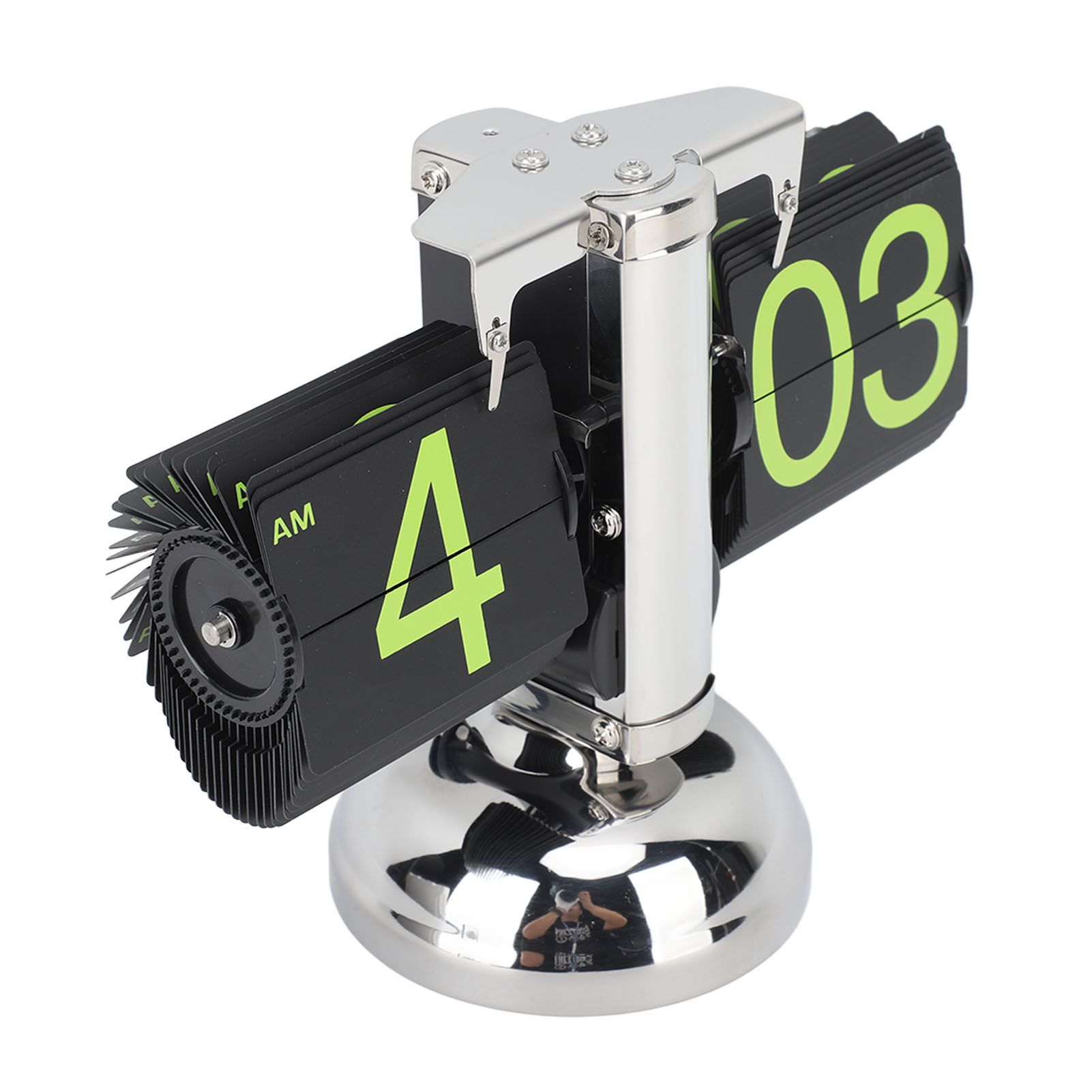 European Style Retro Digital Flip Down Clock 304 Stainless Steel Auto Mechanical Digital Flip Desk Clock for Home Livingroom 12 Hours Stainless Steel Green Number - Image 7