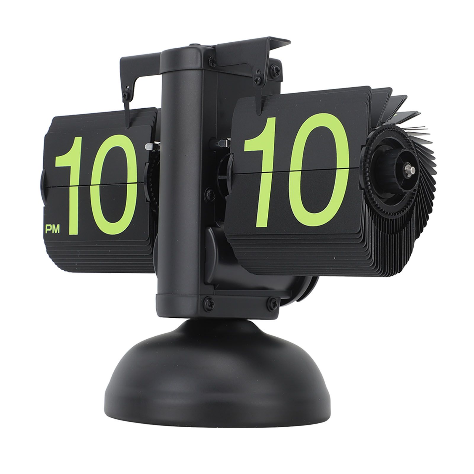 European Style Retro Digital Flip Down Clock 304 Stainless Steel Auto Mechanical Digital Flip Desk Clock for Home Livingroom 12 Hours Black Frame Green Number - Image 2