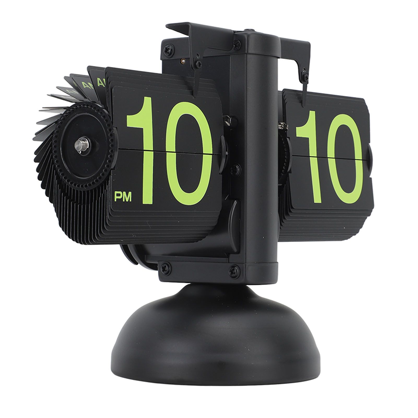 European Style Retro Digital Flip Down Clock 304 Stainless Steel Auto Mechanical Digital Flip Desk Clock for Home Livingroom 12 Hours Black Frame Green Number - Image 3