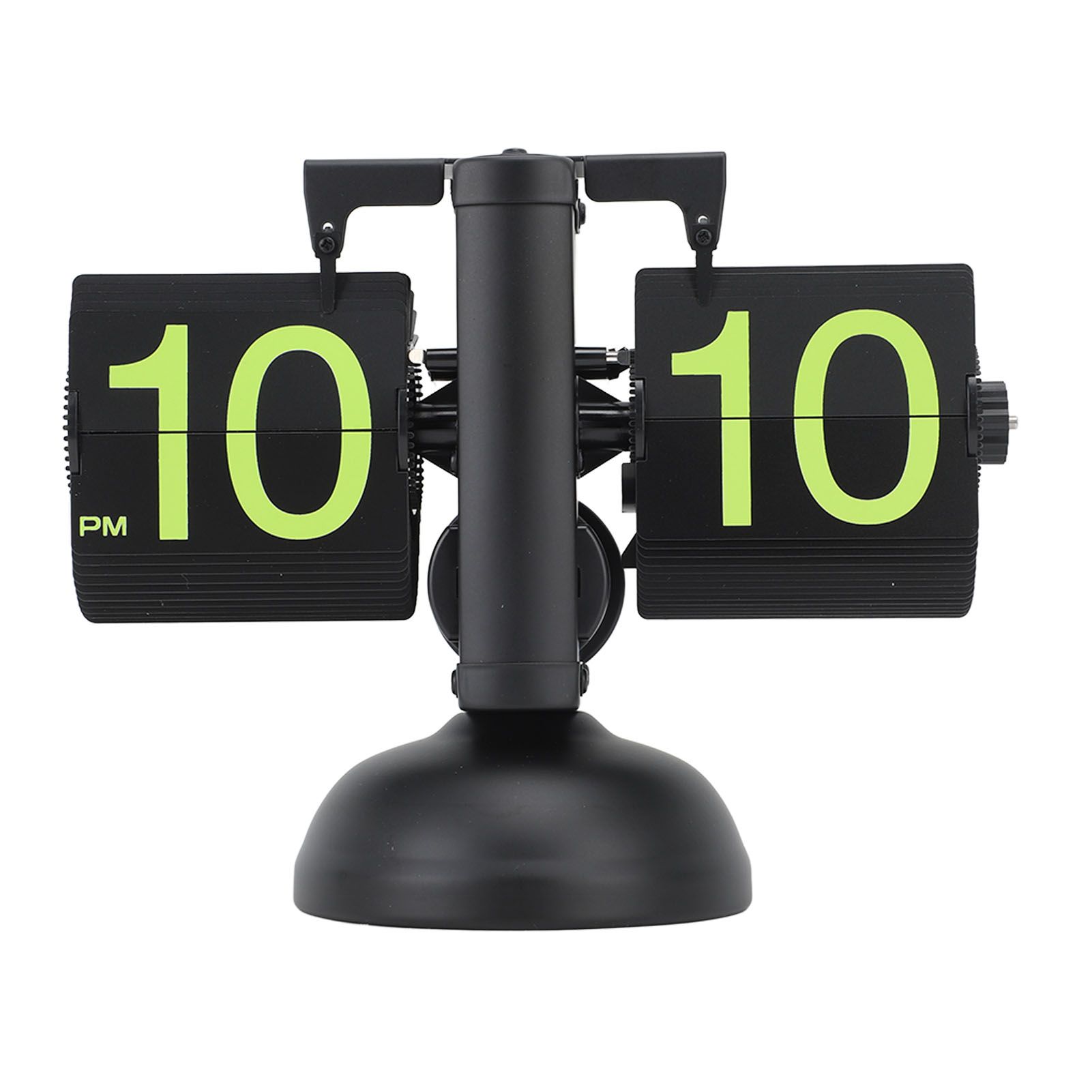 European Style Retro Digital Flip Down Clock 304 Stainless Steel Auto Mechanical Digital Flip Desk Clock for Home Livingroom 12 Hours Black Frame Green Number - Image 4