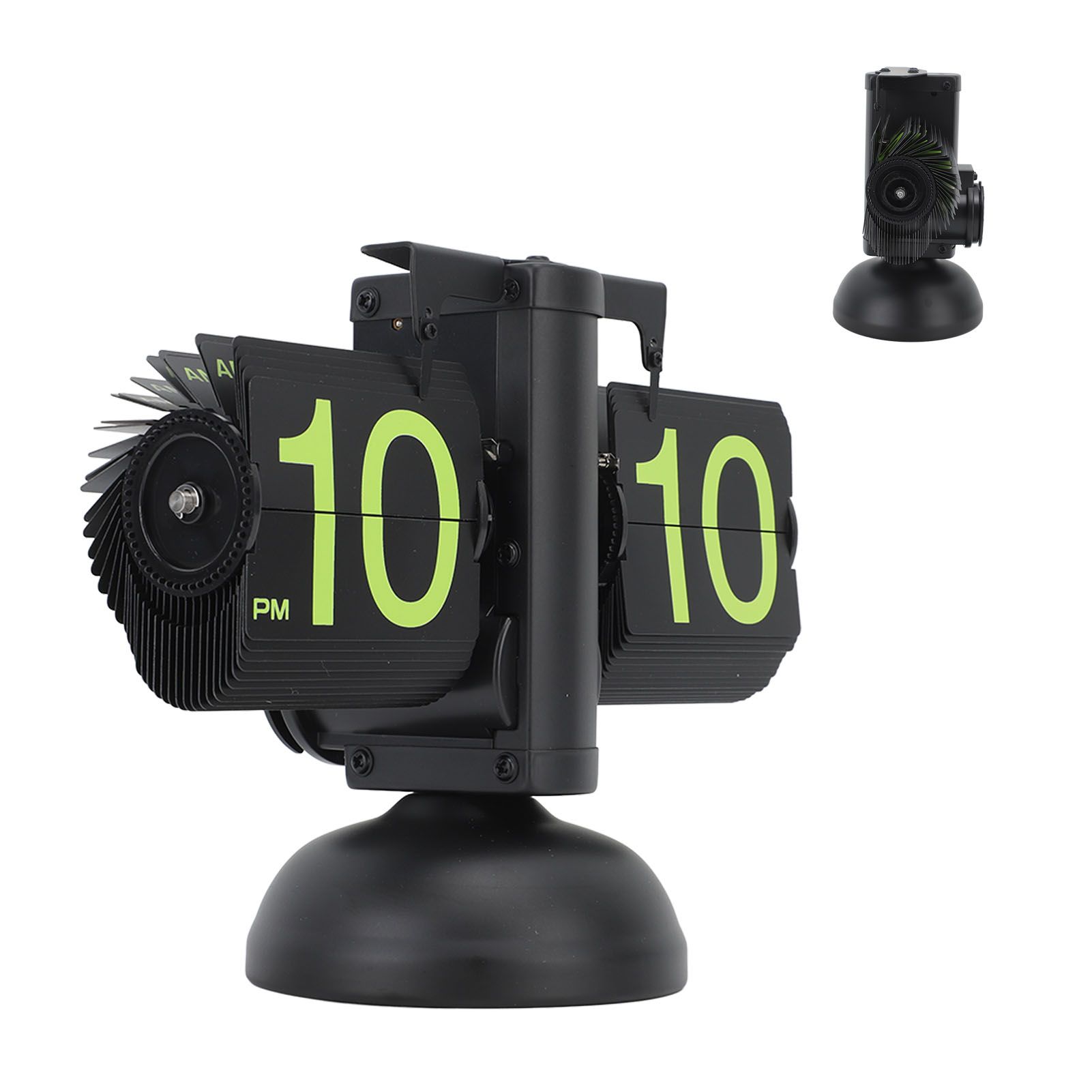 European Style Retro Digital Flip Down Clock 304 Stainless Steel Auto Mechanical Digital Flip Desk Clock for Home Livingroom 12 Hours Black Frame Green Number - Image 8
