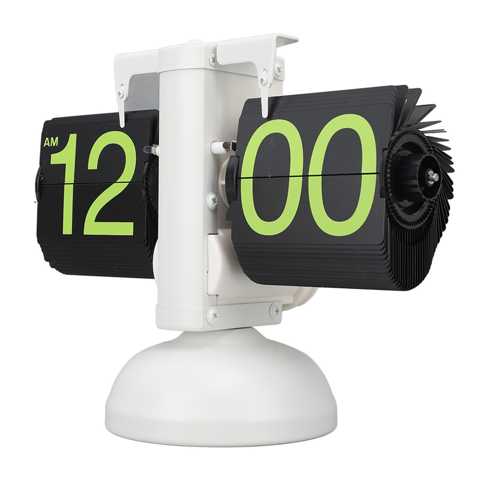 European Style Retro Digital Flip Down Clock 304 Stainless Steel Auto Mechanical Digital Flip Desk Clock for Home Livingroom 12 Hours White Frame Green Number - Image 2