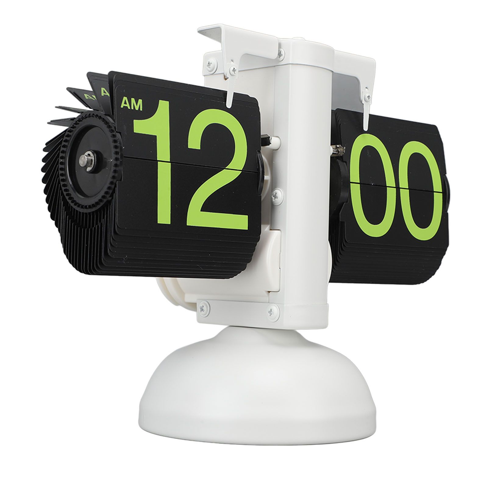 European Style Retro Digital Flip Down Clock 304 Stainless Steel Auto Mechanical Digital Flip Desk Clock for Home Livingroom 12 Hours White Frame Green Number - Image 3