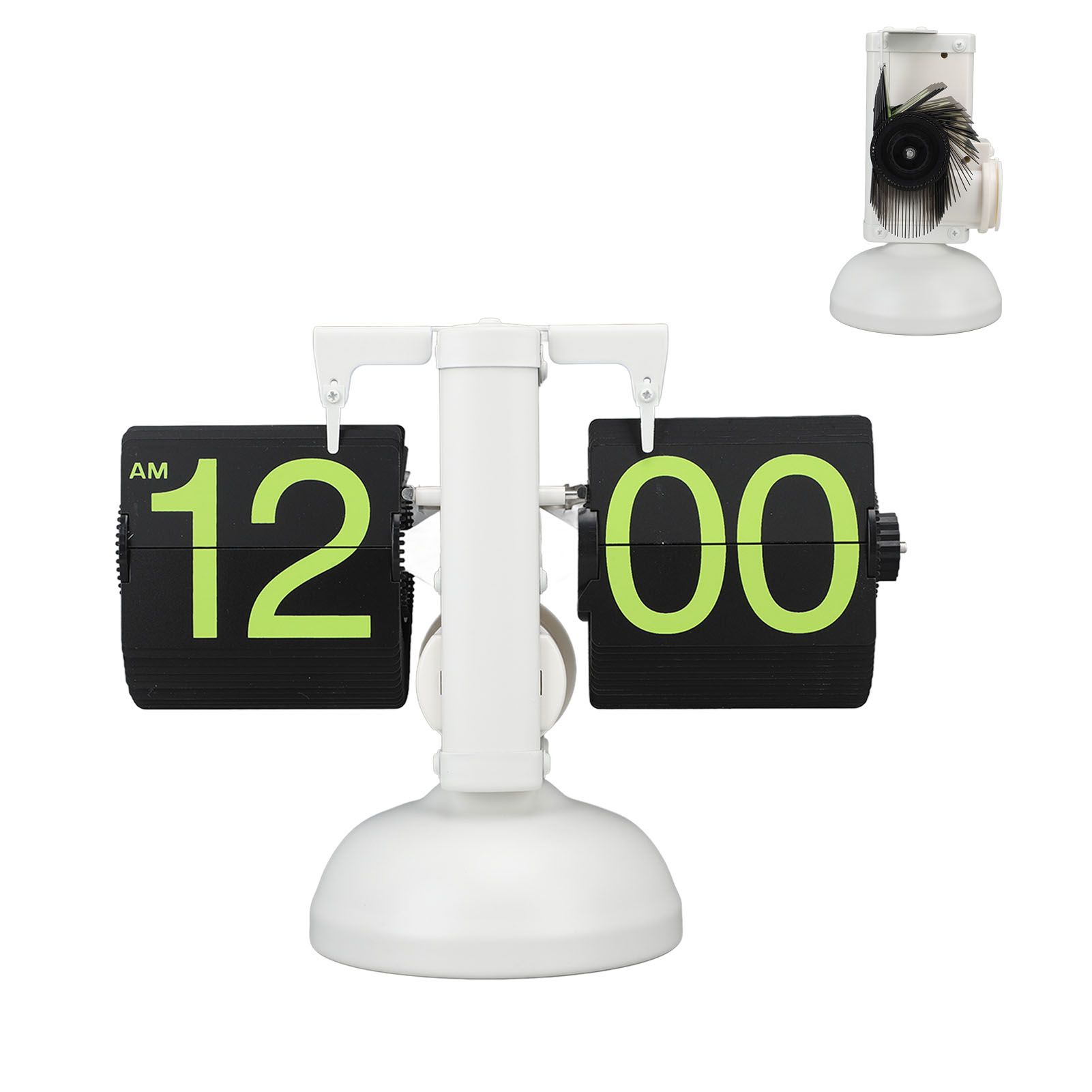 European Style Retro Digital Flip Down Clock 304 Stainless Steel Auto Mechanical Digital Flip Desk Clock for Home Livingroom 12 Hours White Frame Green Number - Image 8