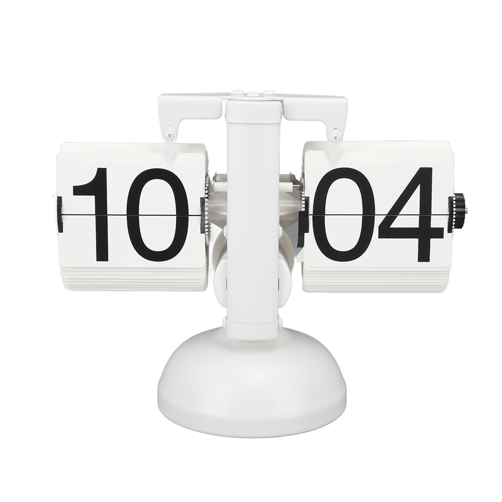 Flip Clock Large Number Battery Powered 304 Stainless Steel Tabletop Retro Flip Clock for Home Office 24 Hours All White - Image 2