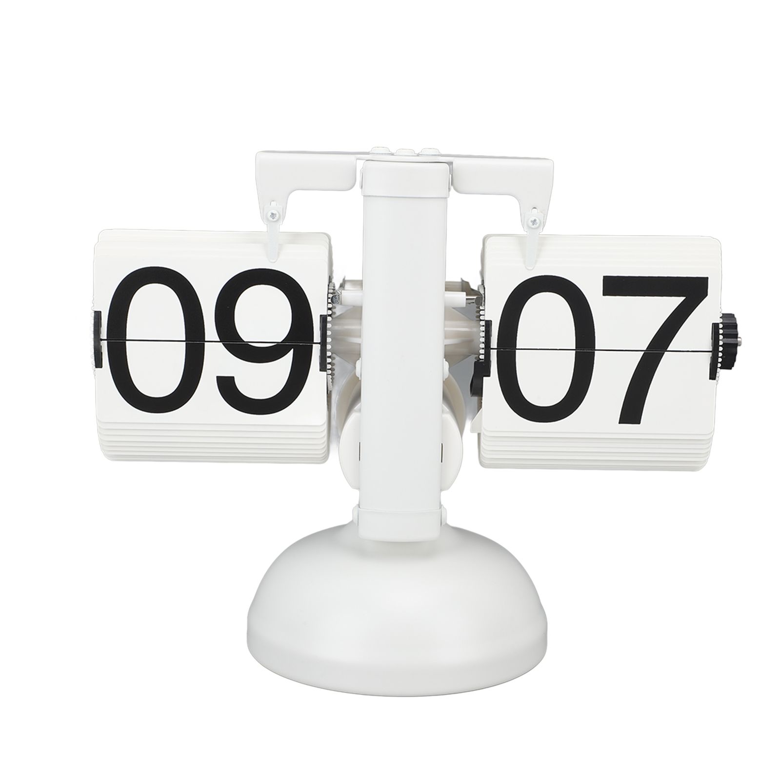 Flip Clock Large Number Battery Powered 304 Stainless Steel Tabletop Retro Flip Clock for Home Office 24 Hours All White - Image 3