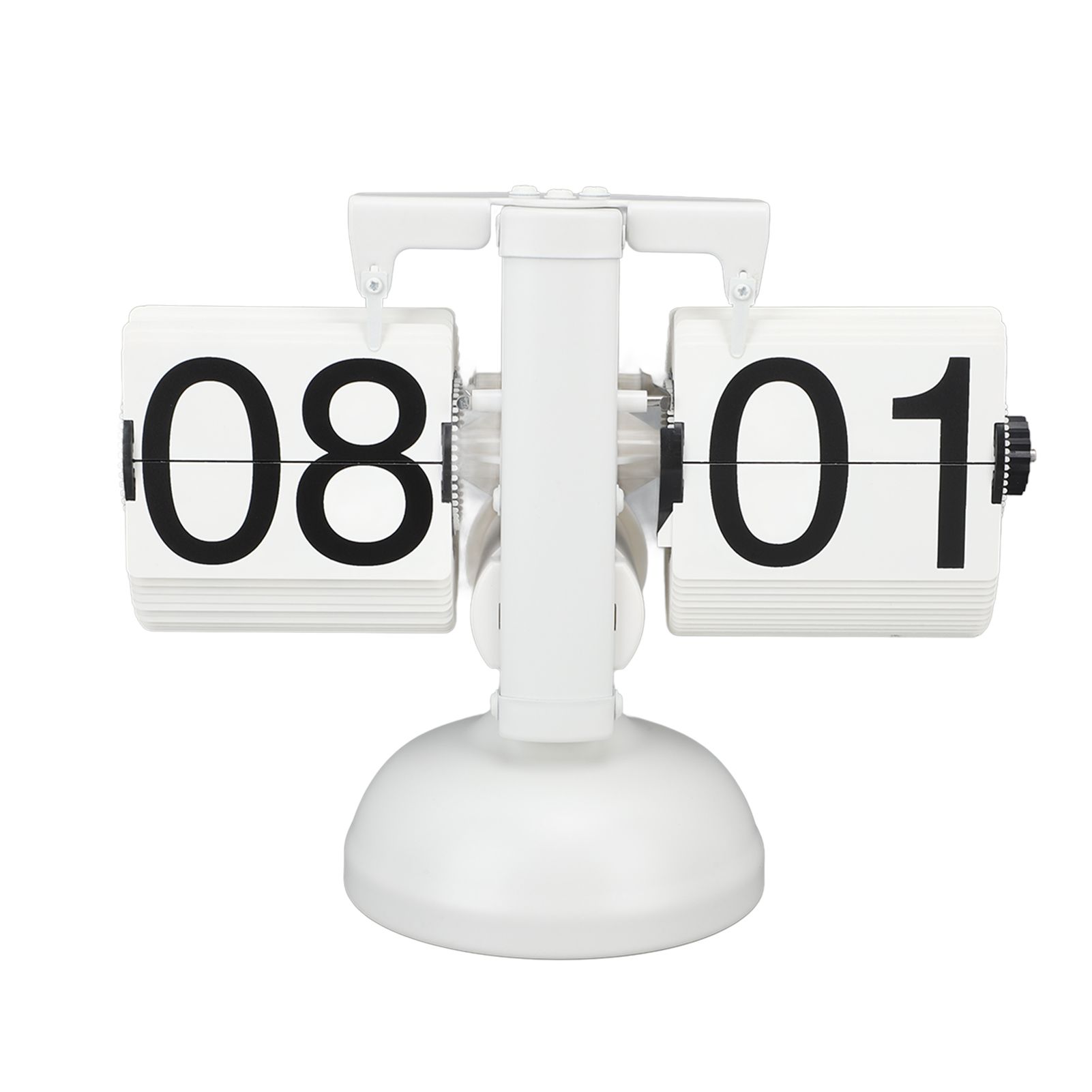 Flip Clock Large Number Battery Powered 304 Stainless Steel Tabletop Retro Flip Clock for Home Office 24 Hours All White - Image 4