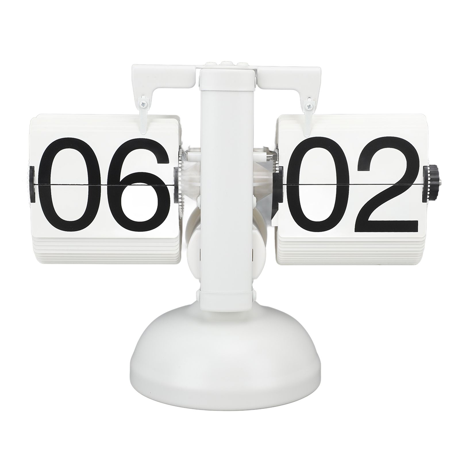 Flip Clock Large Number Battery Powered 304 Stainless Steel Tabletop Retro Flip Clock for Home Office 24 Hours All White - Image 6