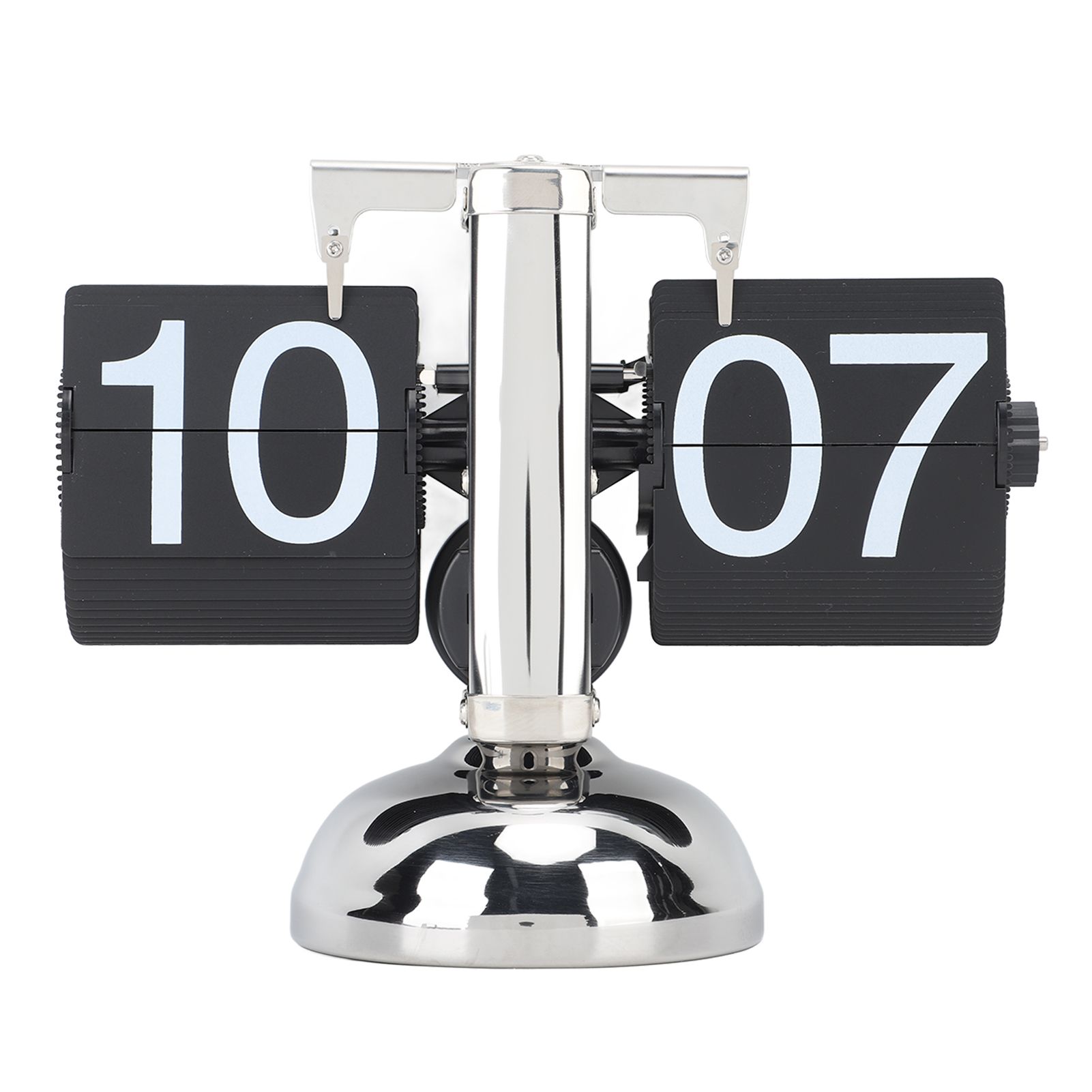 Flip Clock Large Number Battery Powered 304 Stainless Steel Tabletop Retro Flip Clock for Home Office 24 Hours Black Page - Image 1